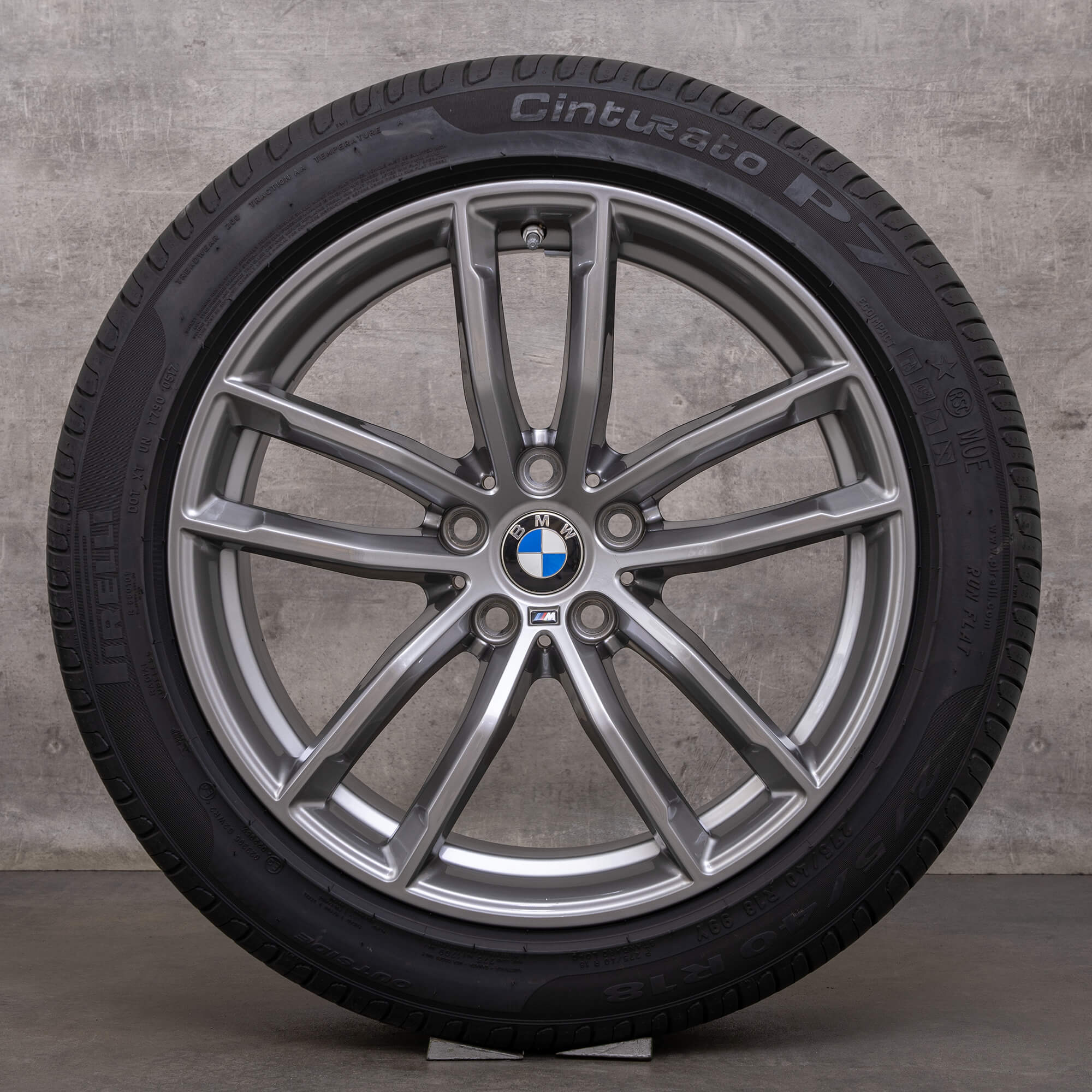 Jantes originais BMW Série 5 de verão 18 polegadas G30 G31 Styling 662 M 8093405 8093406 ferricgrey polimento frontal