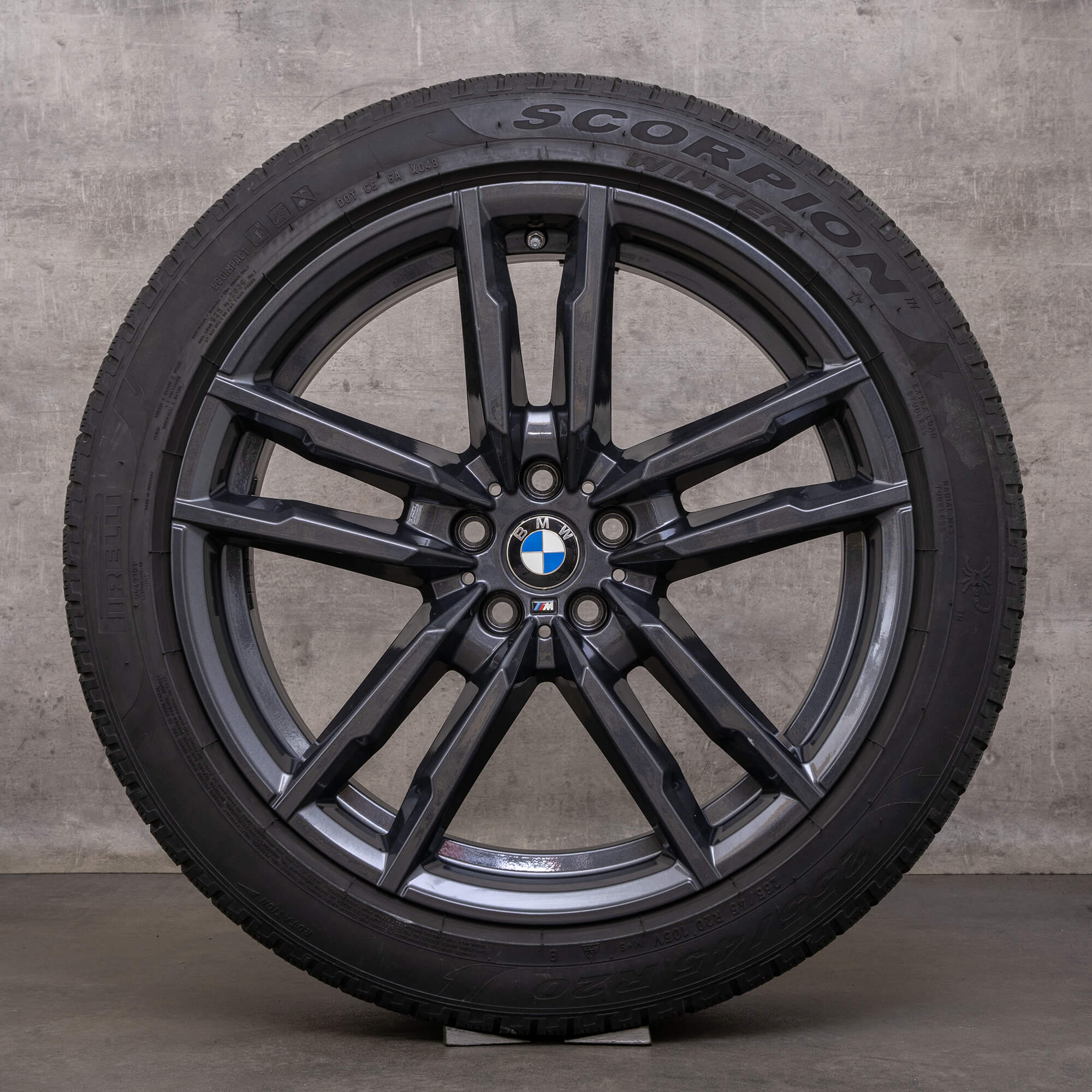 Originální BMW X3M X4M kompletni zimni alu kola 20" F97 F98 disky 764 M 8059723 8059724 černá lesklá