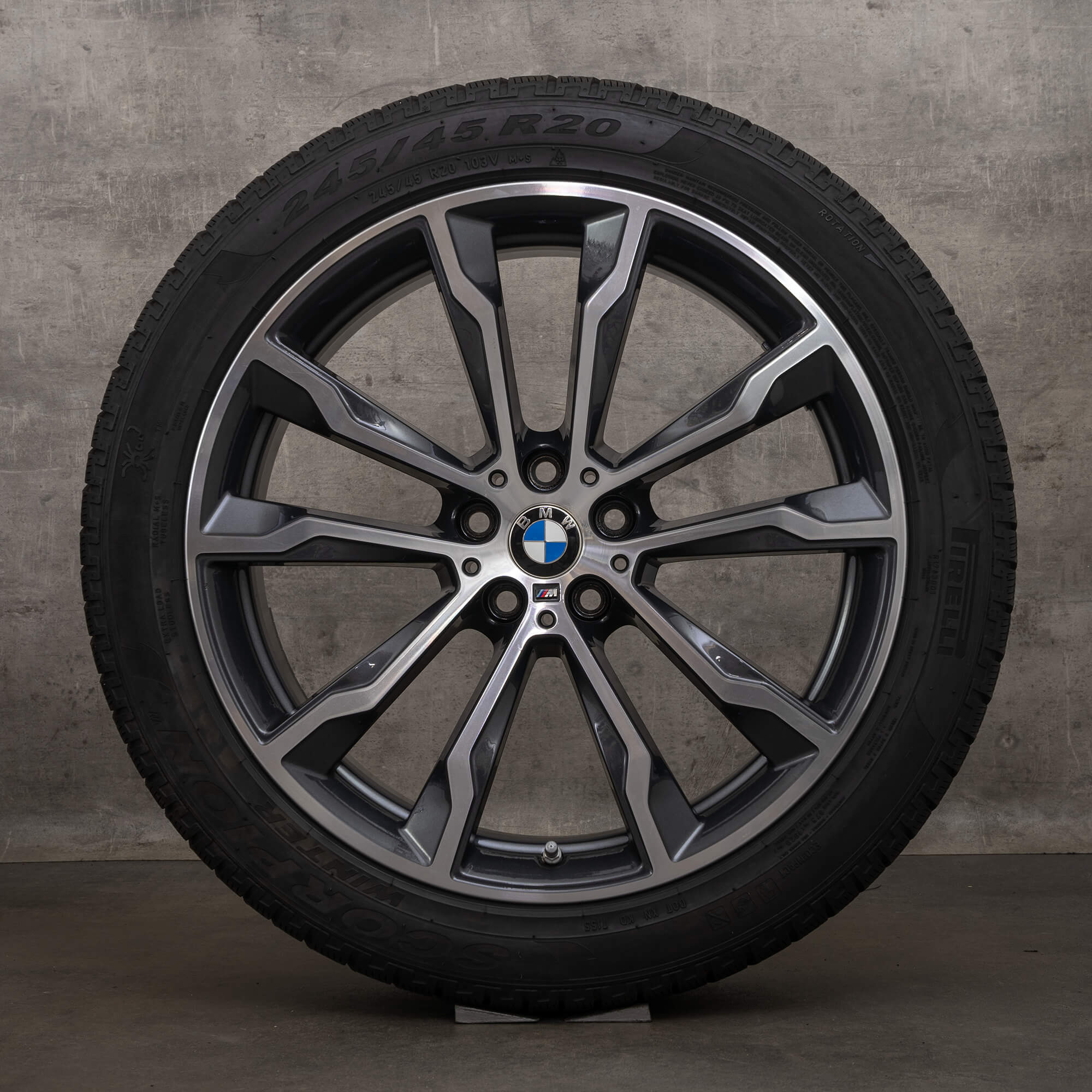 Jantes hiver d'origine BMW X3 X4 20 pouces G01 G02 style 699 M 8010268 gris orbite poli avant