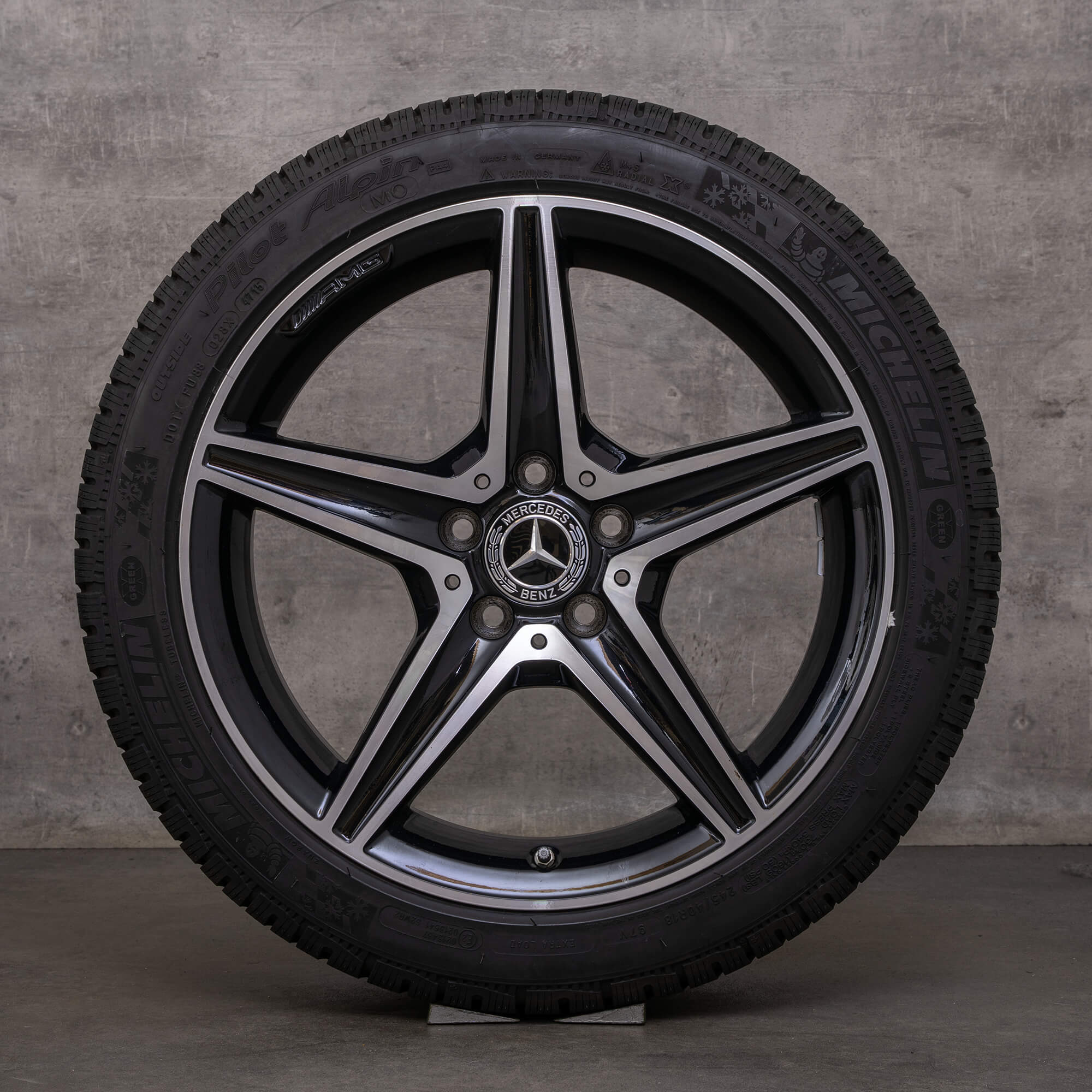 OEM AMG Mercedes Benz C Class C43 winter tires 18 inch C450 Sport W205 S205 C205 A205 rims A2054014800 A2054017200 black glossy turned