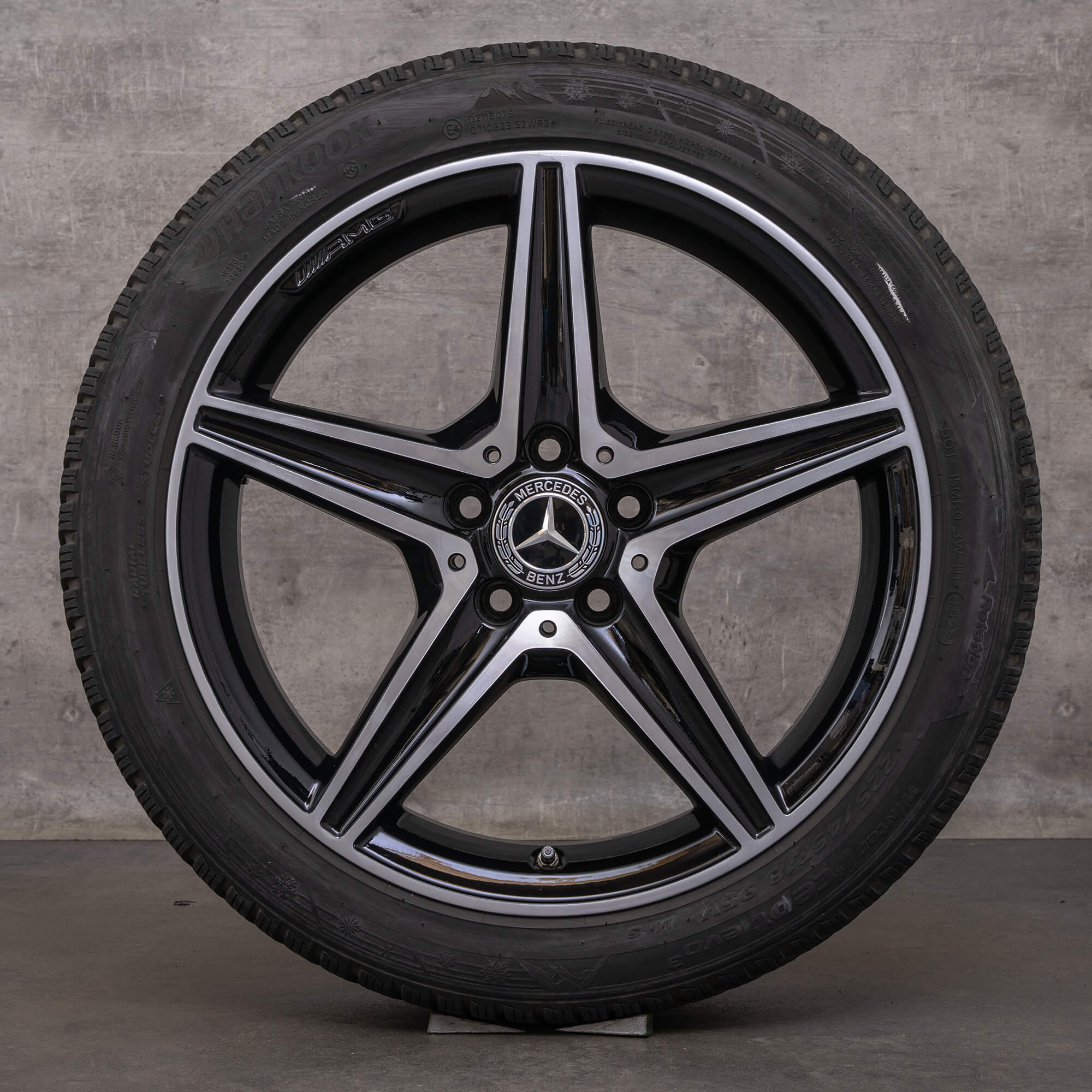 OEM Mercedes Benz C-Class C43 C450 Sport AMG winter wheels 18 inch W205 rims A2054014800 A2054017200 black glossy turned