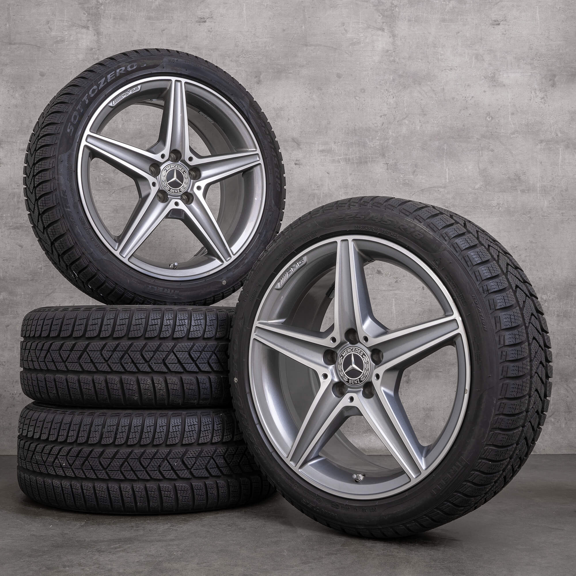 OEM Mercedes Benz C-Class AMG winter wheels 18 inch W205 S205 C205 A205 rims A2054011100 himalaya gray glossy turned