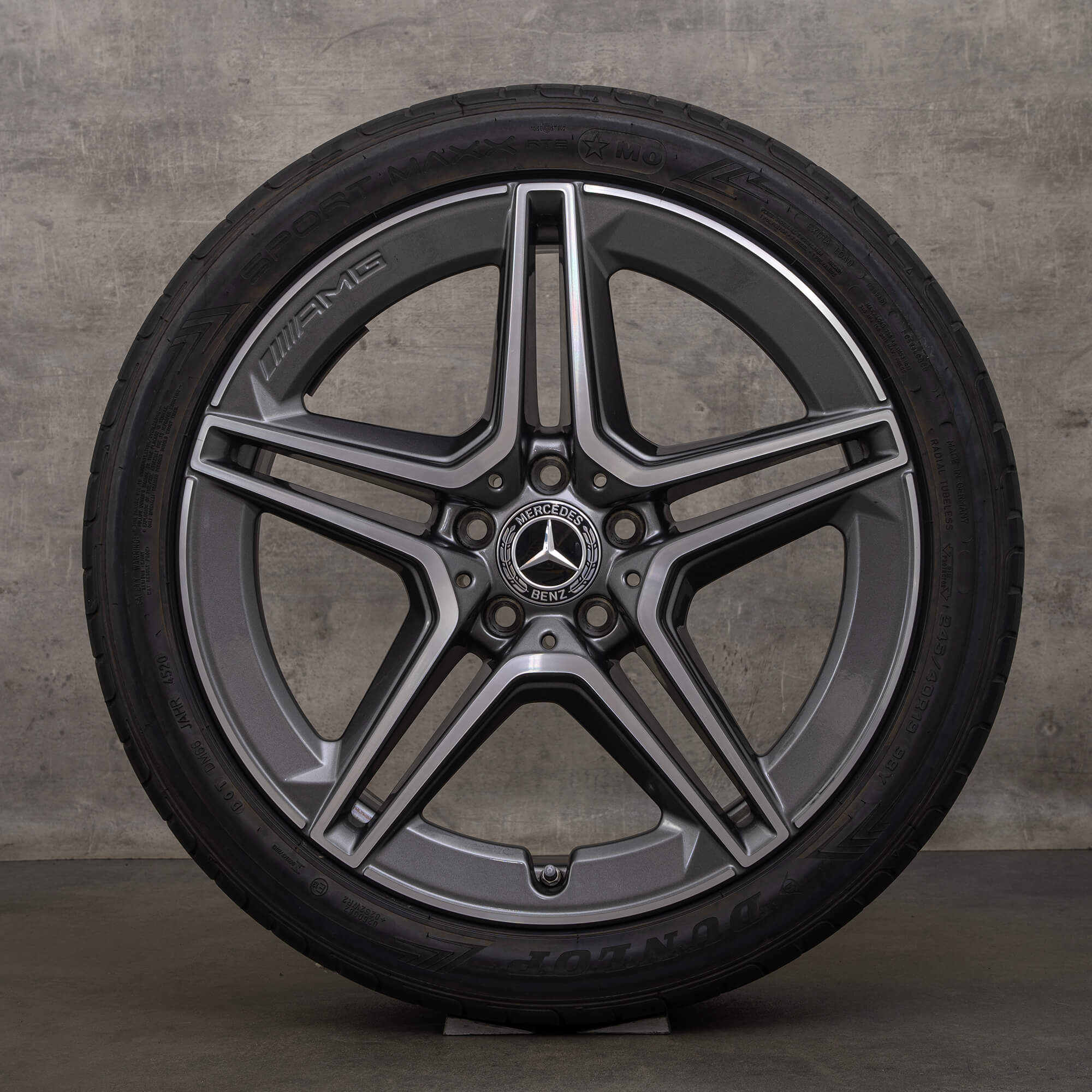 Jante originale Mercedes Benz AMG CLS 19 inch W257 C257 roți de vară A2574011500 A2574011600 gri himalaya lucios