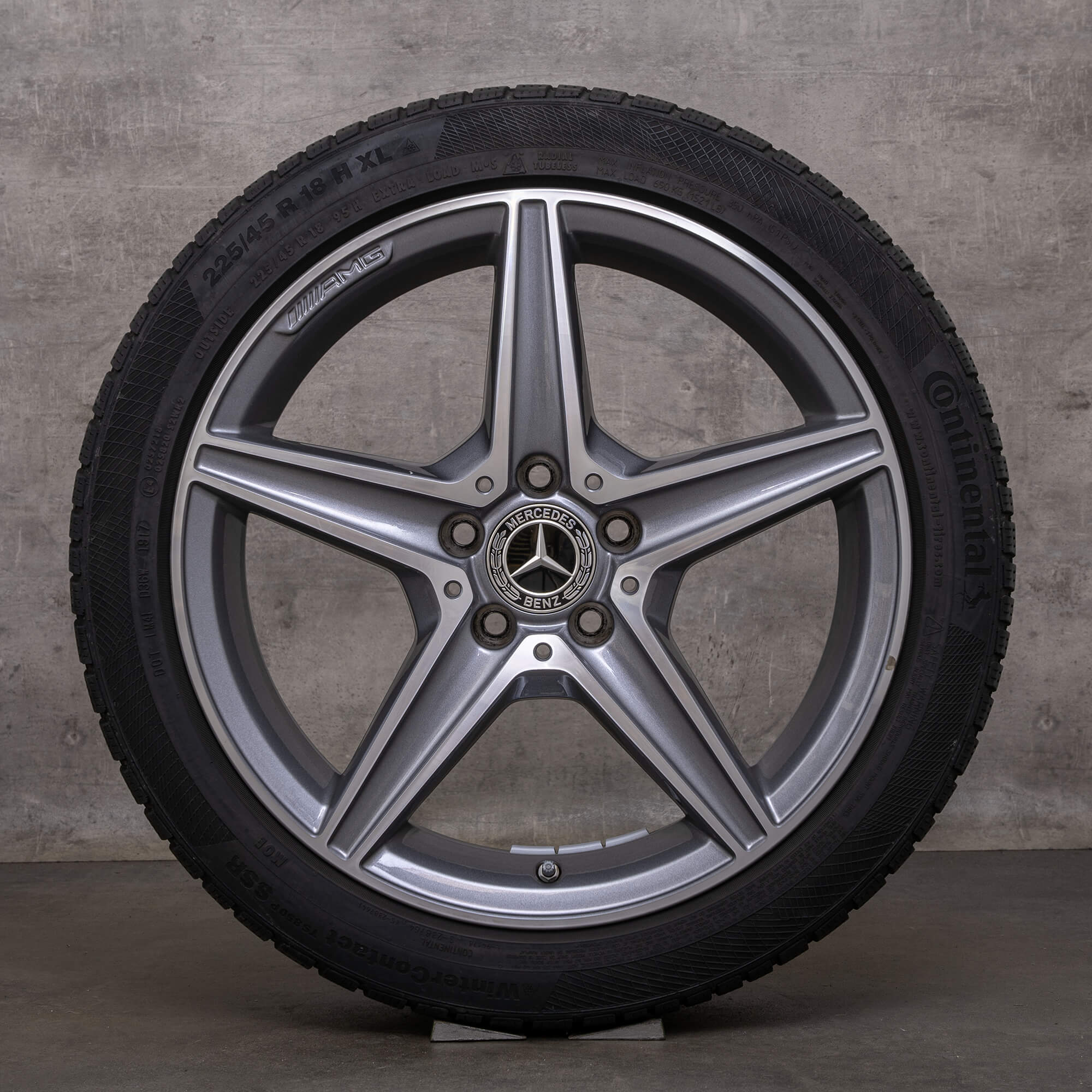 OEM AMG Mercedes Benz C-Class winter tires 18 inch W205 S205 C205 A205 rims A2054011100 himalaya grey glossy turned