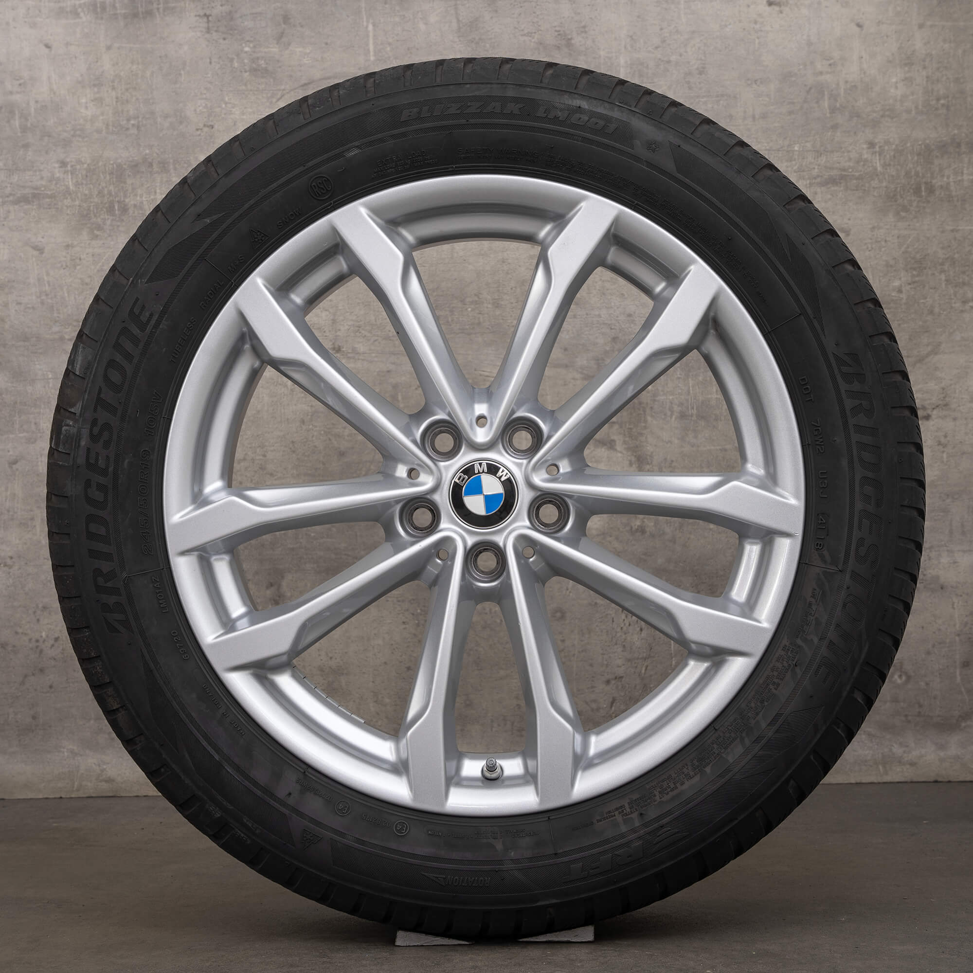 Jante originale BMW X3 G01 X4 G02 19 inch anvelope iarna 6877325 691 argintiu