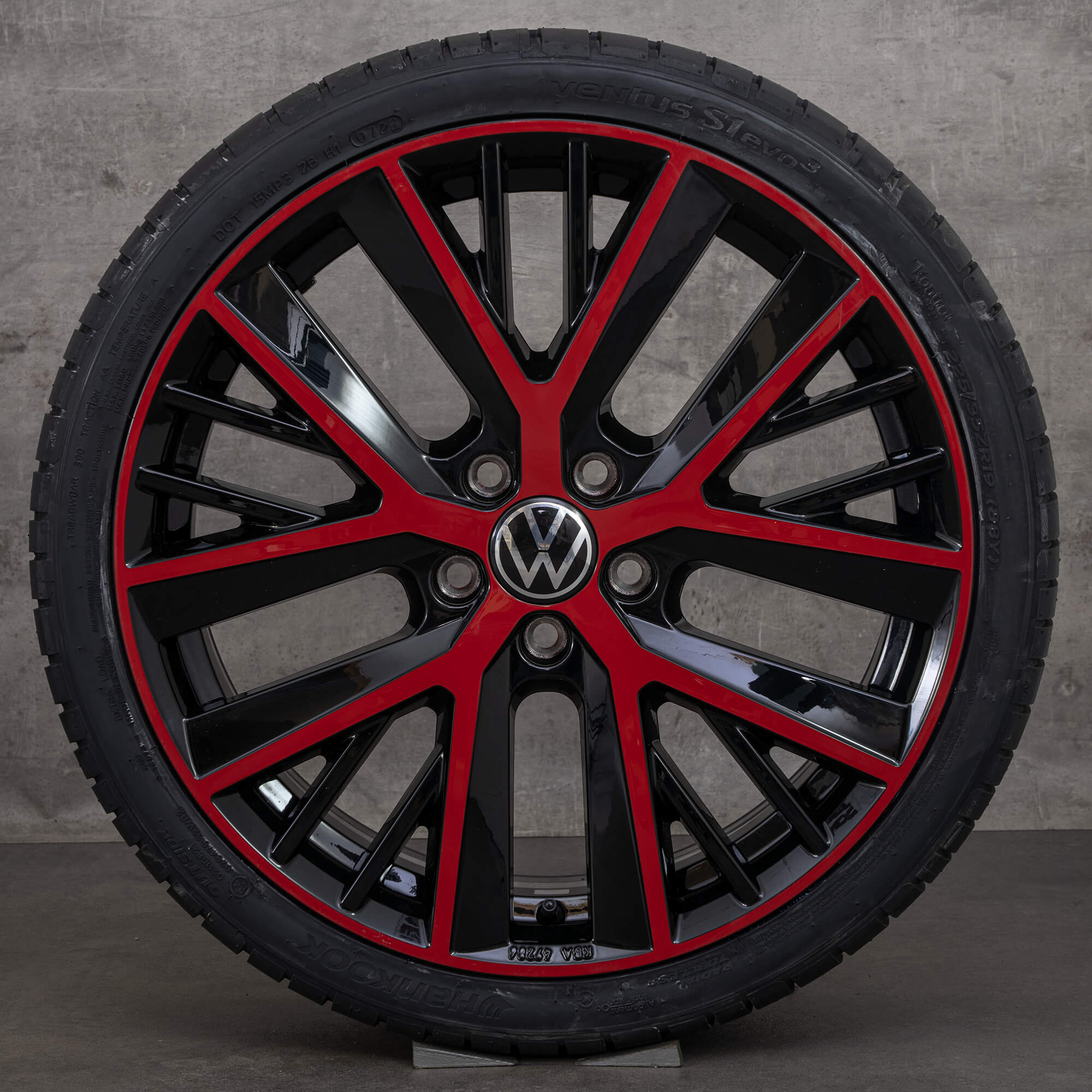 Jante VW 19 inch Golf 7 6 GTI GTD Anvelope de vară cu două spițe 5G0071499 NOU