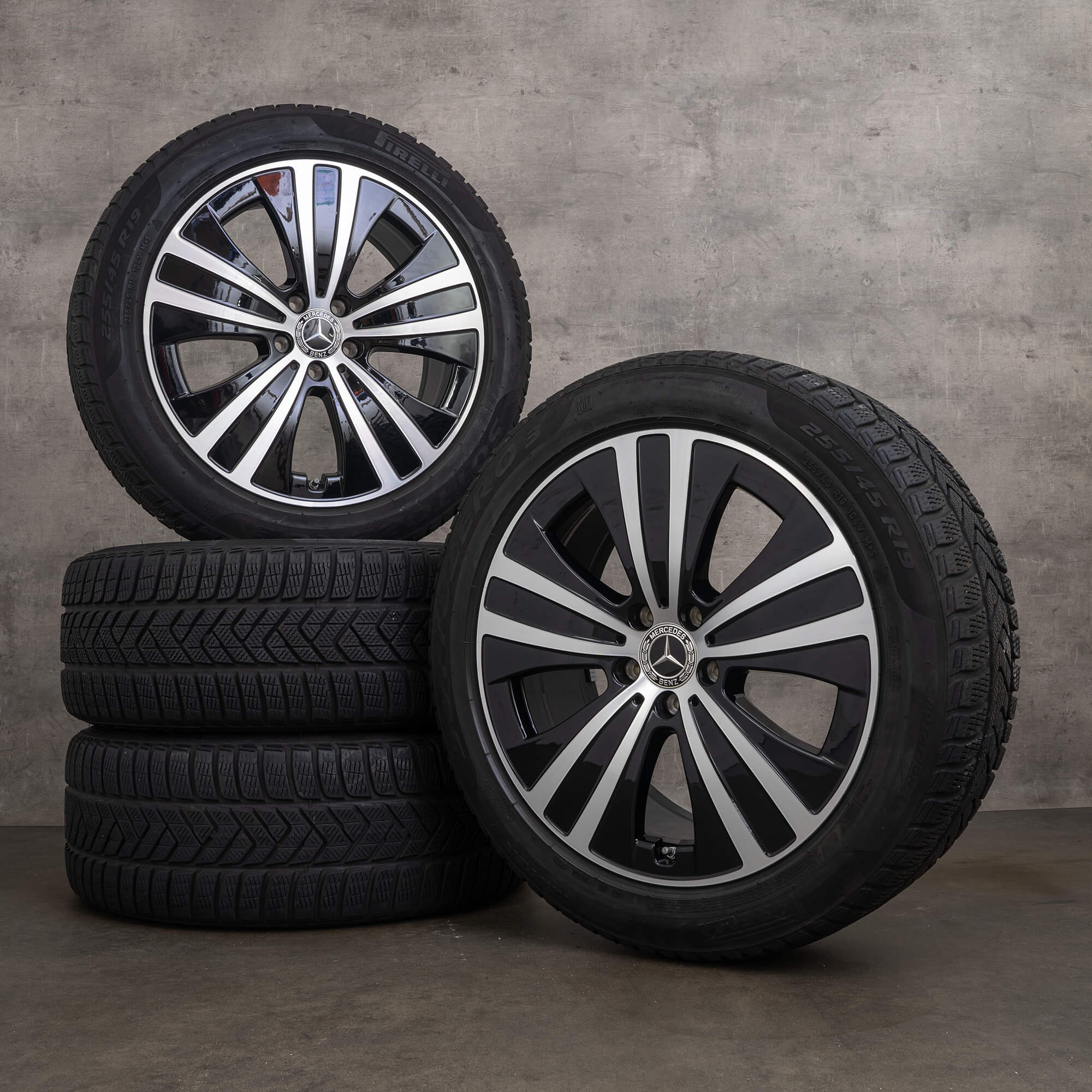 Originele Mercedes Benz EQE winterwielen 19 inch V295 velgen A2954011200 zwart hoogglans