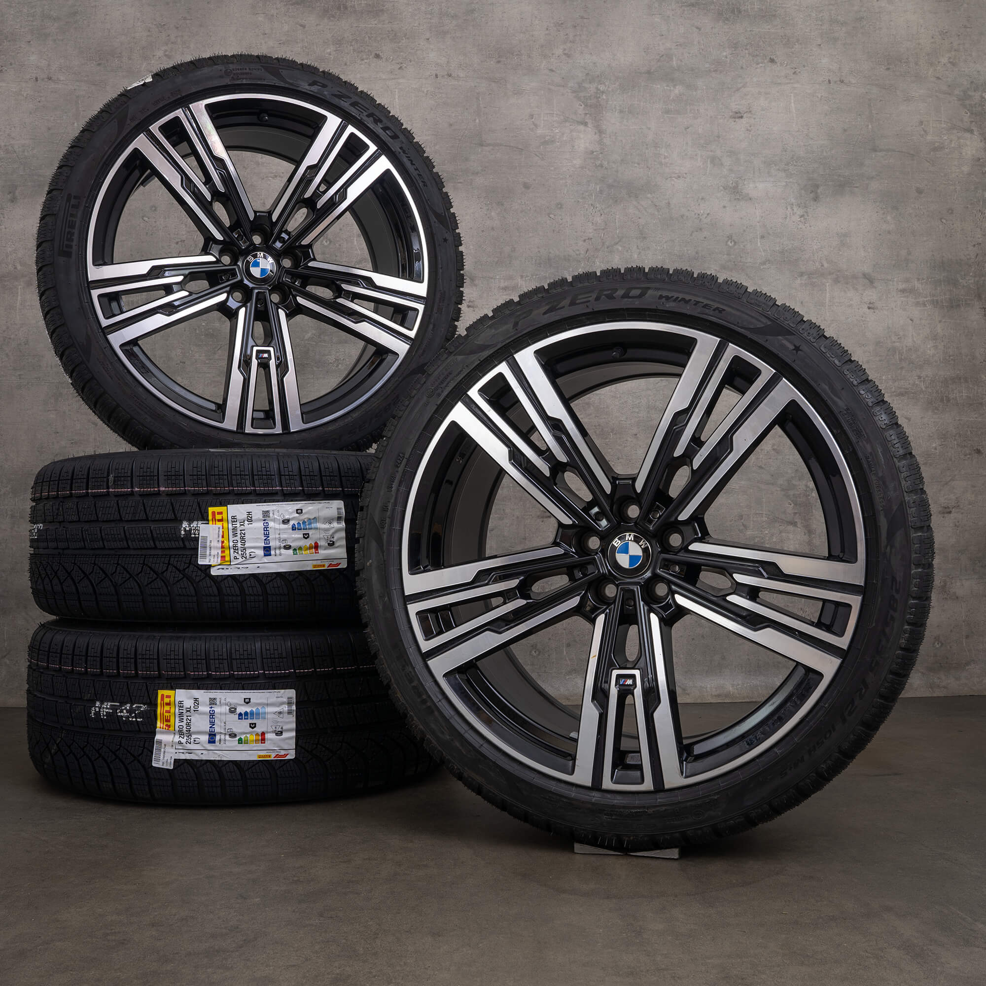 OEM BMW 7 Series i7 winter wheels 21 inch G70 rims Styling 908 M 5A19DF0 5A19DF1 black high gloss