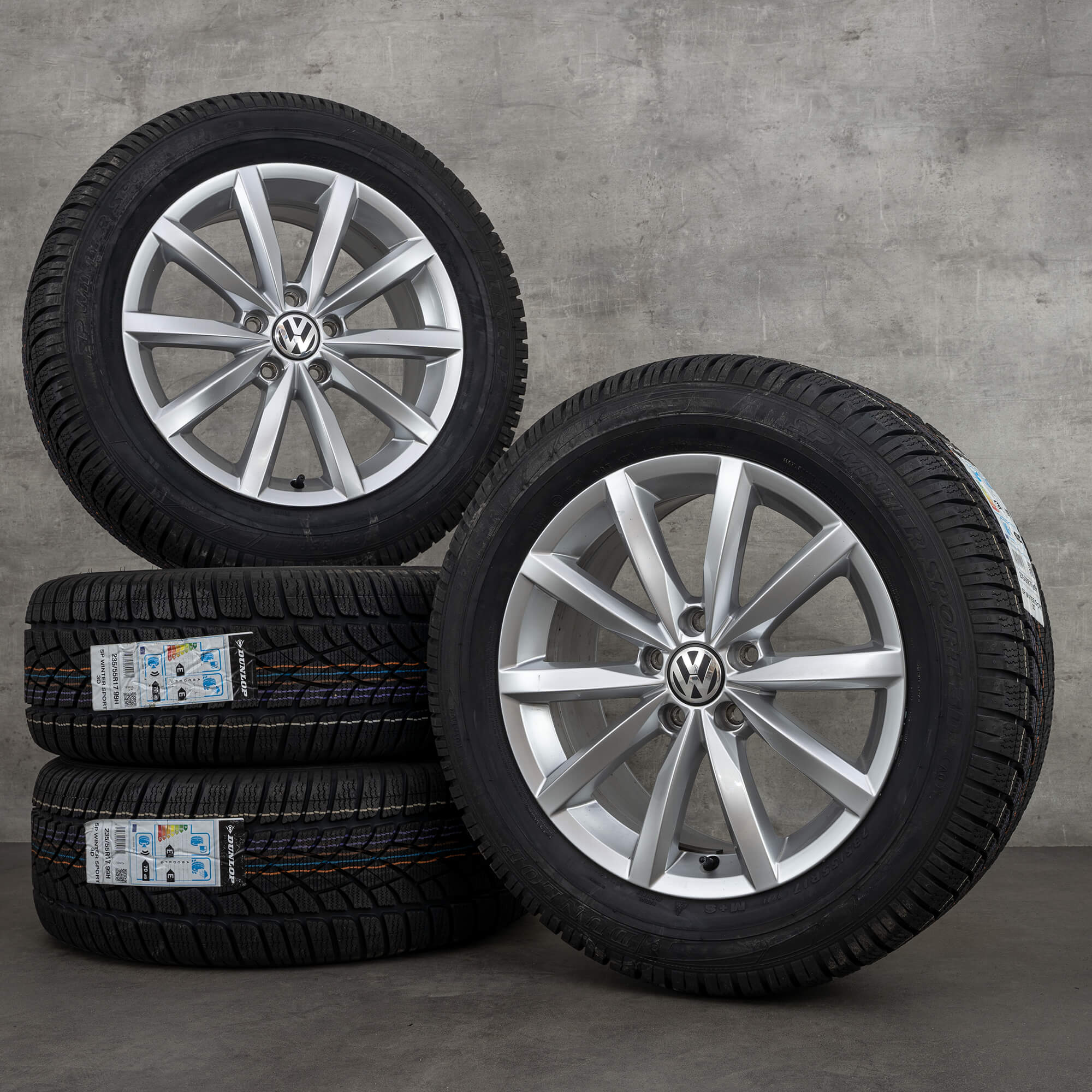 VW 17 palcové ráfky Tiguan 5N Novara zimní pneumatiky kola 5N0601025AN