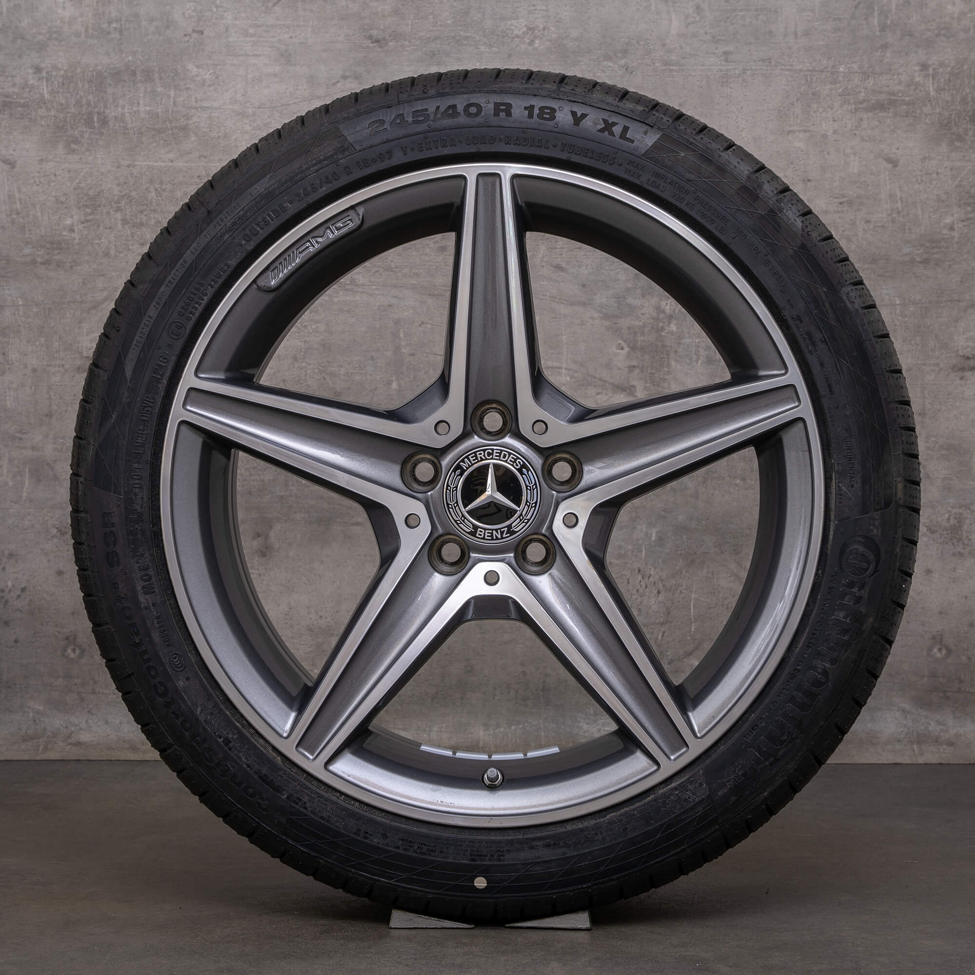 Originele Mercedes Benz C-Klasse AMG velgen 18 inch W205 S205 C205 A205 A2054011100 A2054011200 himalayagrijs glanzend gedraaid