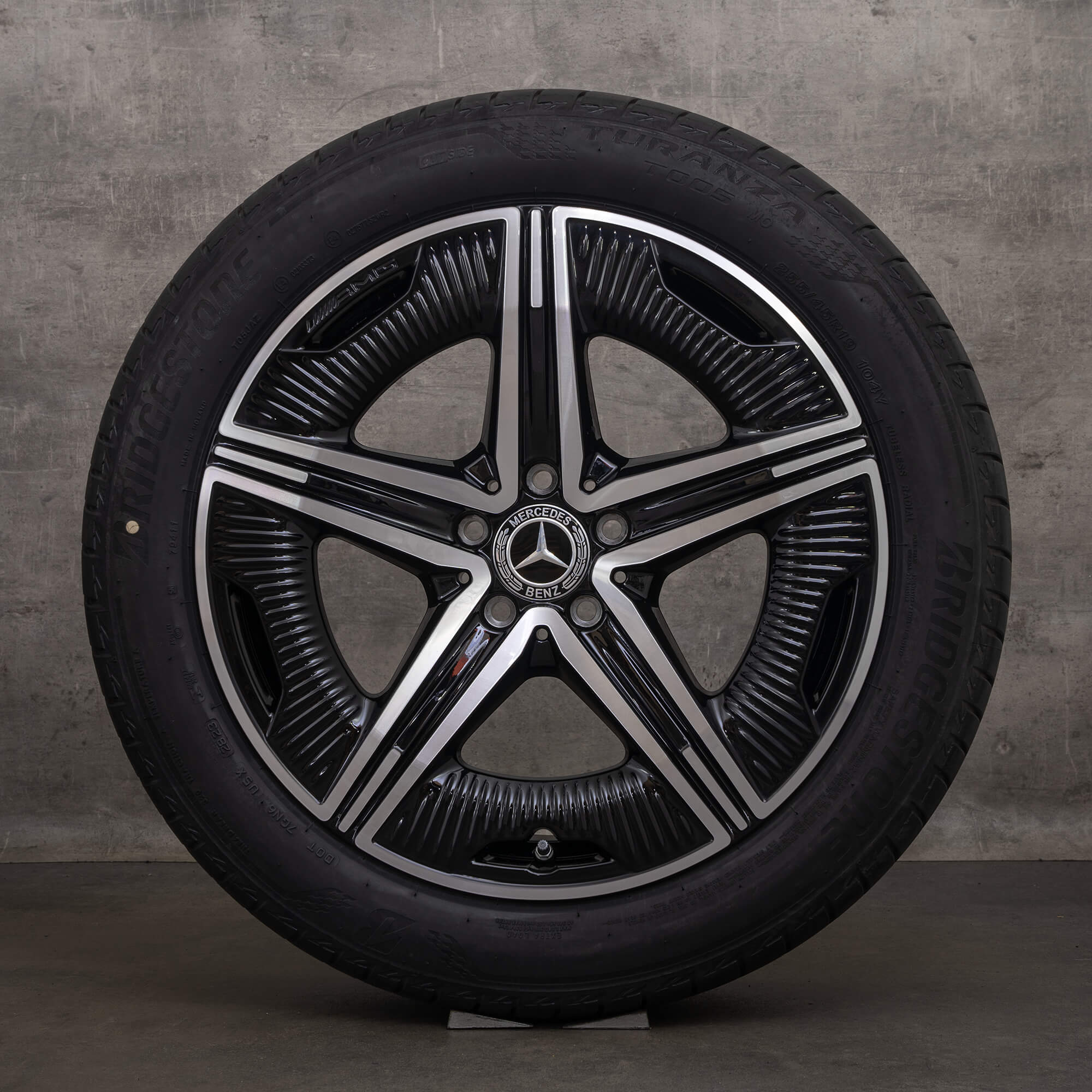 Originele Mercedes Benz EQE AMG velgen 19 inch V295 zomervelgen A2954012200 zwart hoogglans