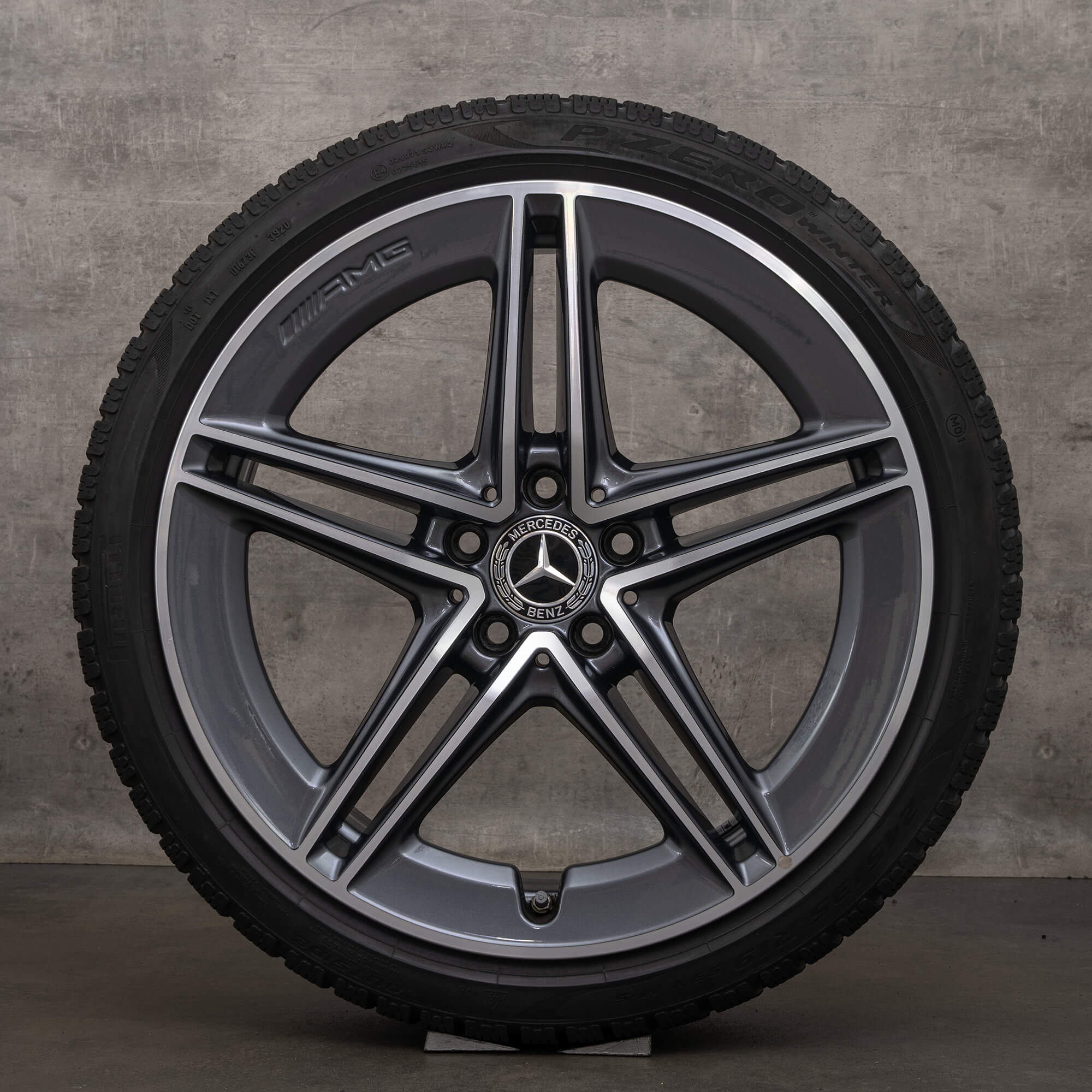 Jante originale Mercedes Benz Clasa A AMG 19 inch W177 A45 roți de iarnă A1774012300 gri himalaya lucios înalt