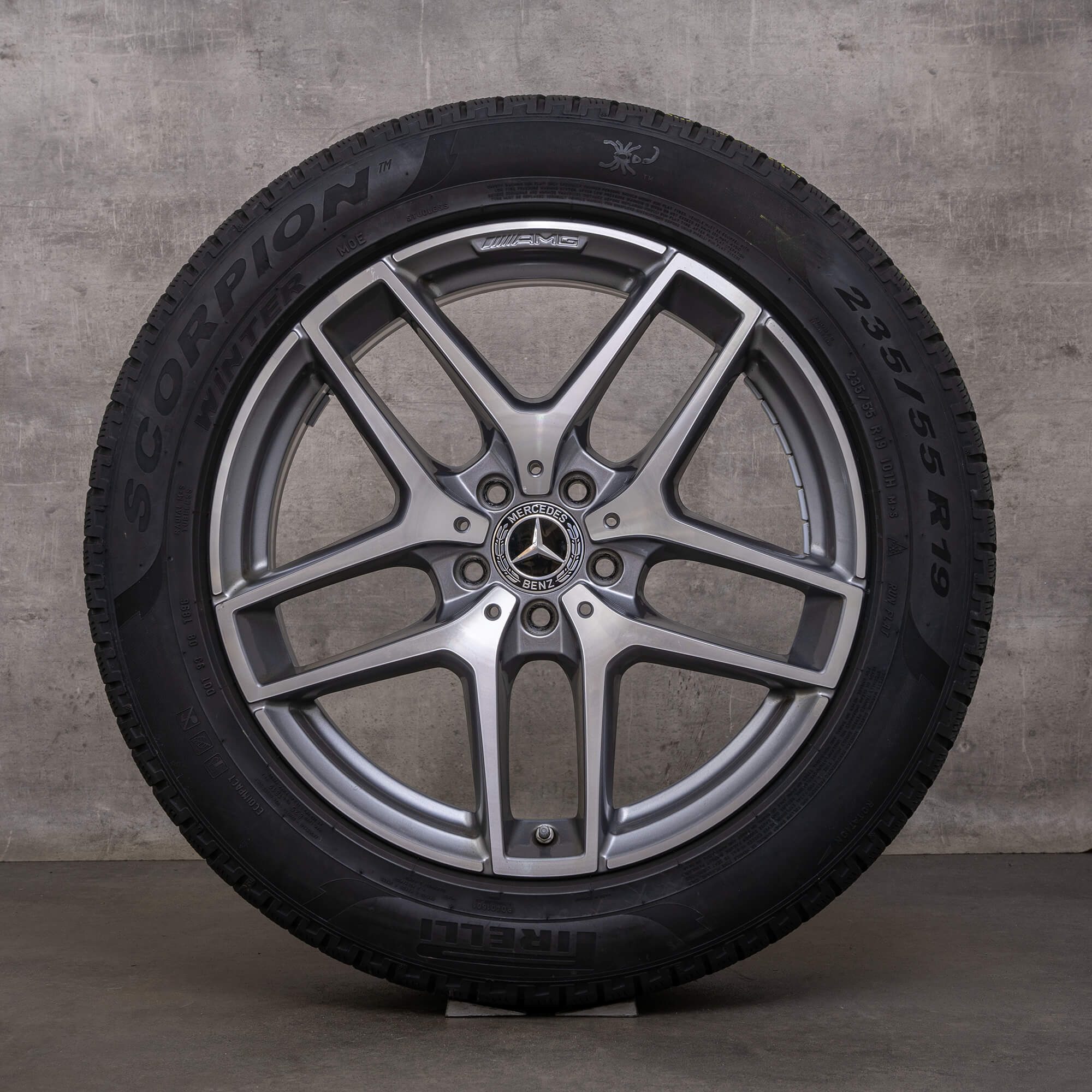 Originální zimni alu kola AMG Mercedes Benz GLC 19" disky C253 X253 A2534011800 himalaya šedá lesklá soustružená