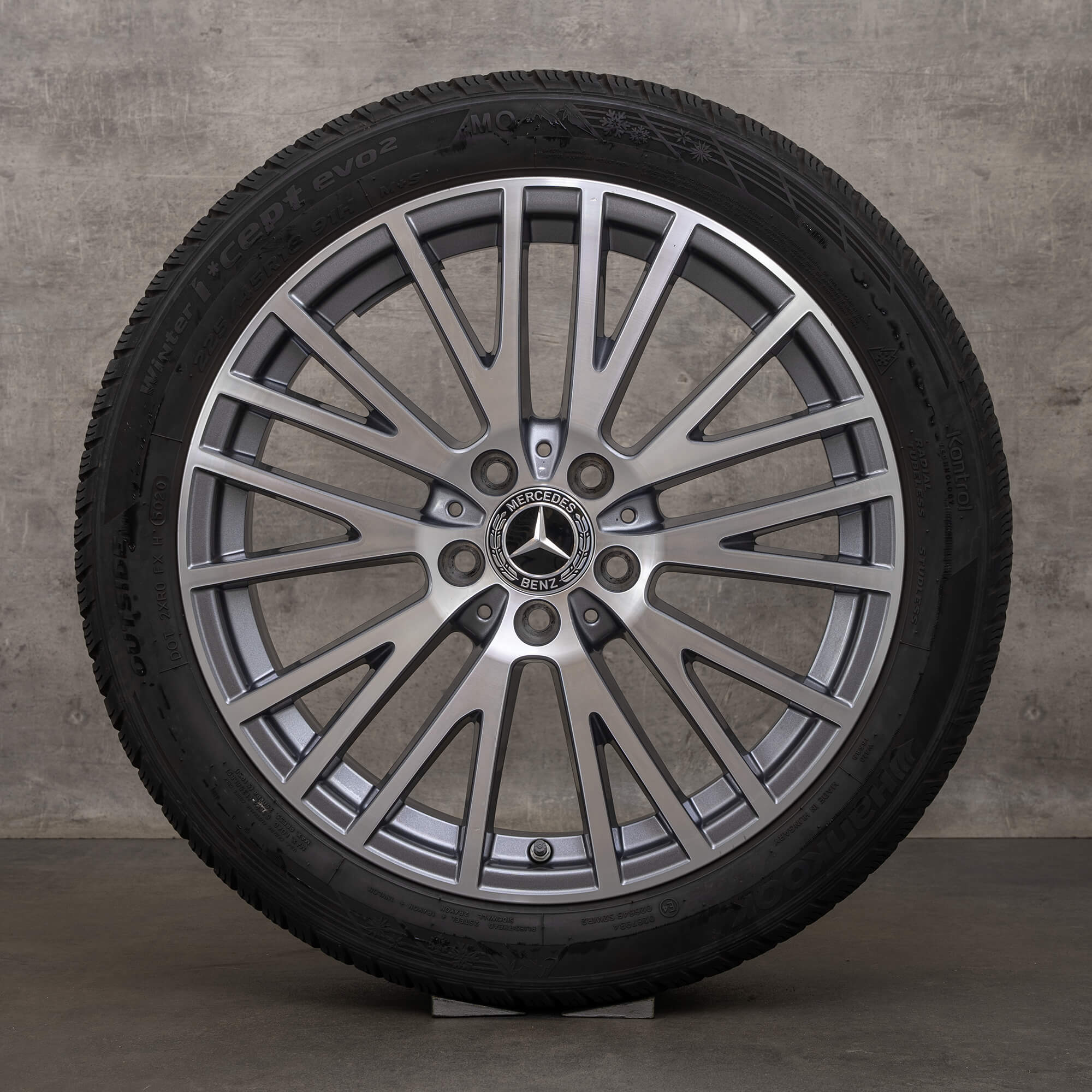 Jante originale Mercedes Benz Clasa A de iarna 18 inch W177 V177 CLA W118 jante anvelope A1774010600 gri himalaya