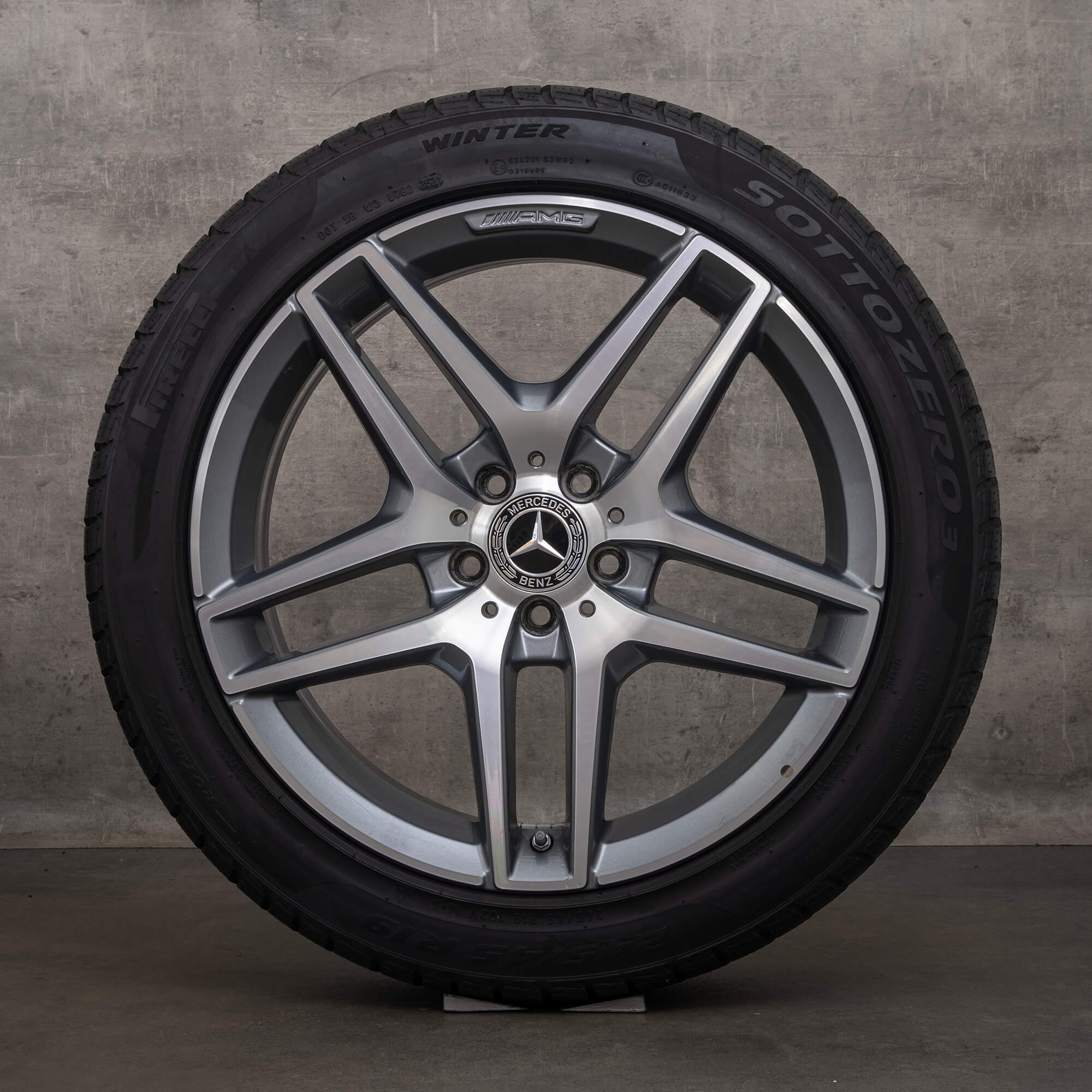 Jante originale Mercedes Benz AMG Clasa S 19 inch W222 A217 C217 roți de iarnă A2224010000 gri himalaya lucios înalt