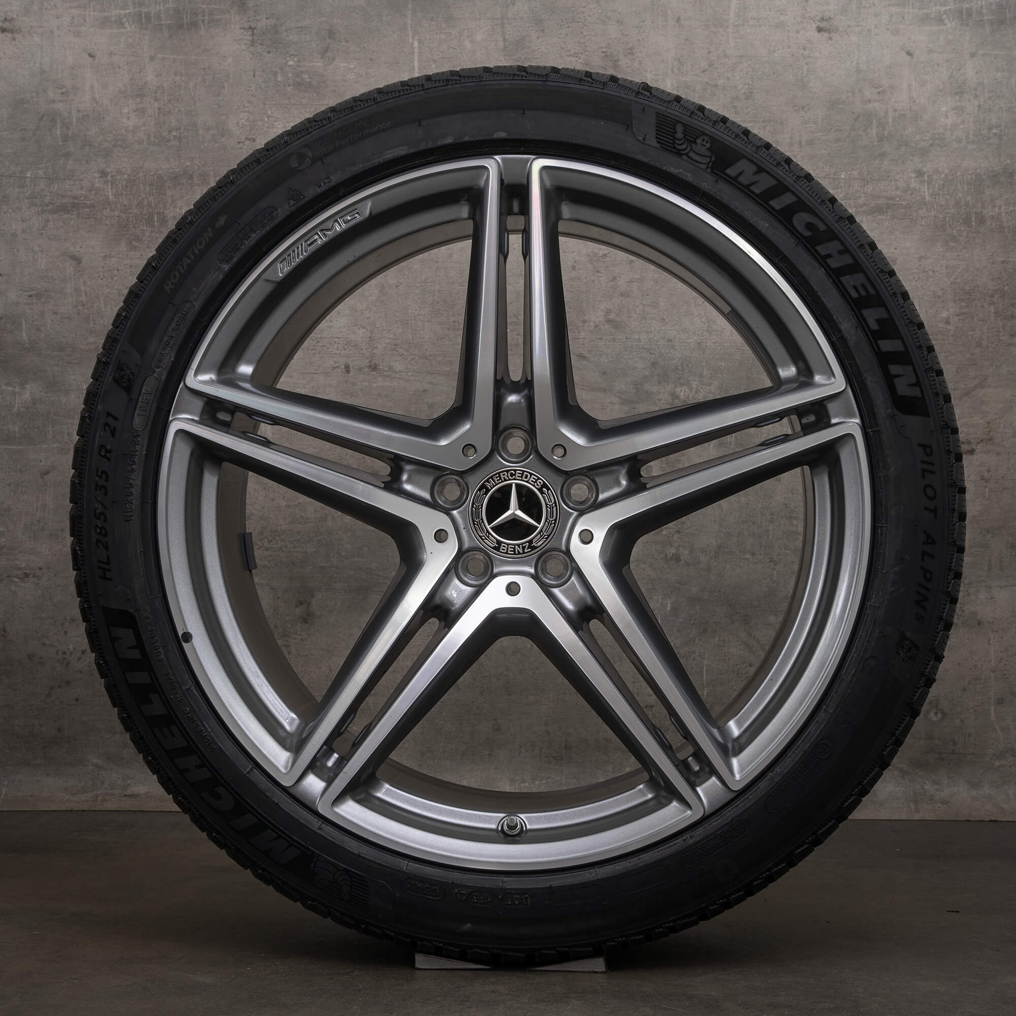 Originele Mercedes Benz S-Klasse AMG winterwielen 21 inch S 63 W223 velgen A2234012100 A2234012200 Himalaya grijs glansgedraaid NIEUW