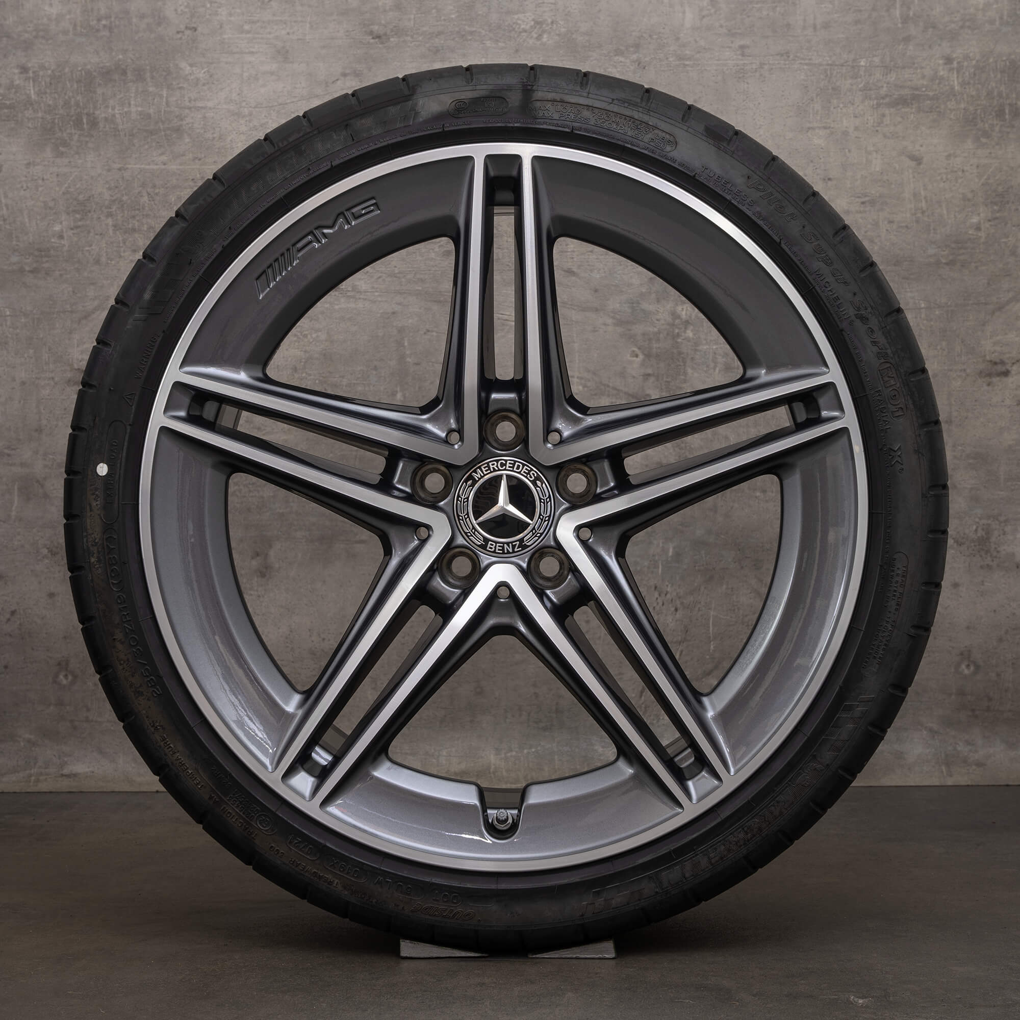 OEM AMG Mercedes Benz C-Class rims 19 inch C63 S C205 A205 summer wheels A2054012001 A2054012101 himalaya grey high-sheen