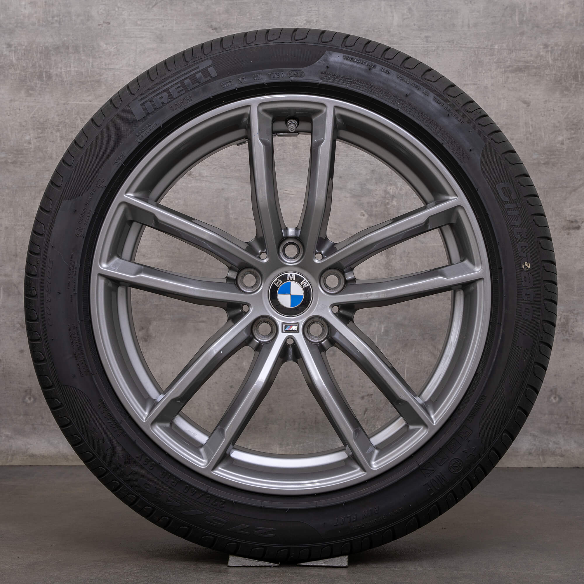 Jantes originais BMW Série 5 de verão 18 polegadas G30 G31 Styling 662 M 8093405 8093406 ferricgrey polimento frontal