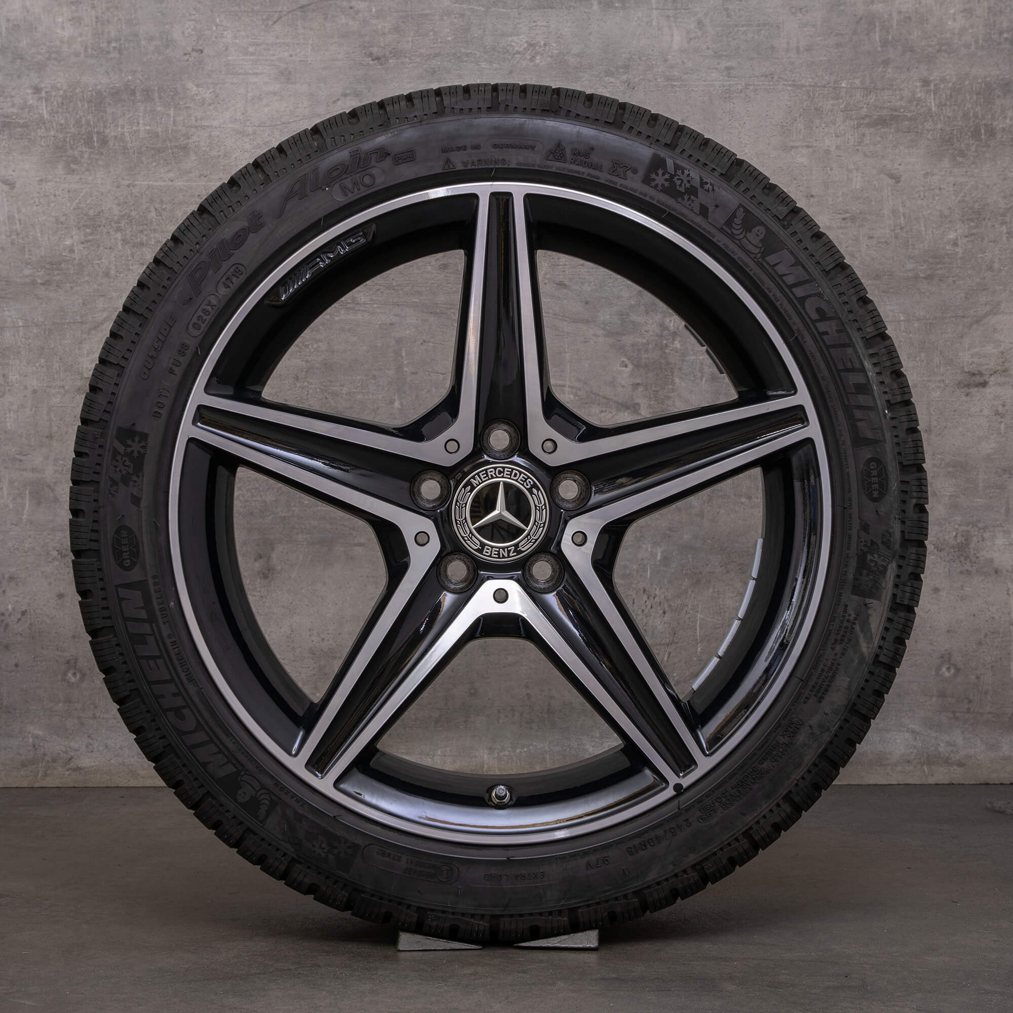 OEM AMG Mercedes Benz C Class C43 winter tires 18 inch C450 Sport W205 S205 C205 A205 rims A2054014800 A2054017200 black glossy turned