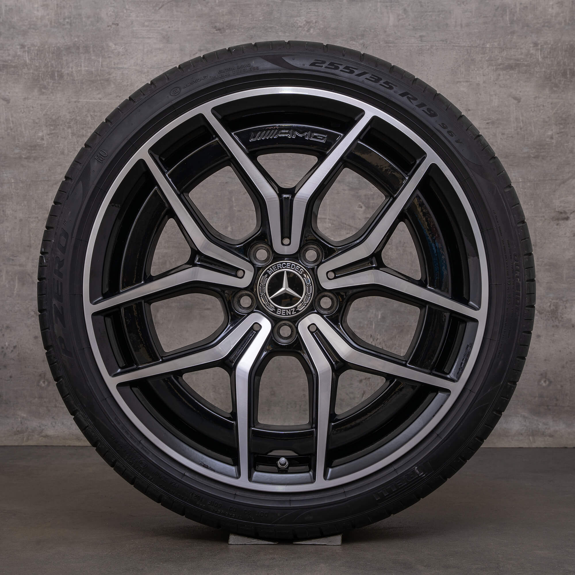 OEM Mercedes Benz C-Class AMG rims 19 inch W206 S206 summer wheels A2064016700 A2064016800 black glossy turned