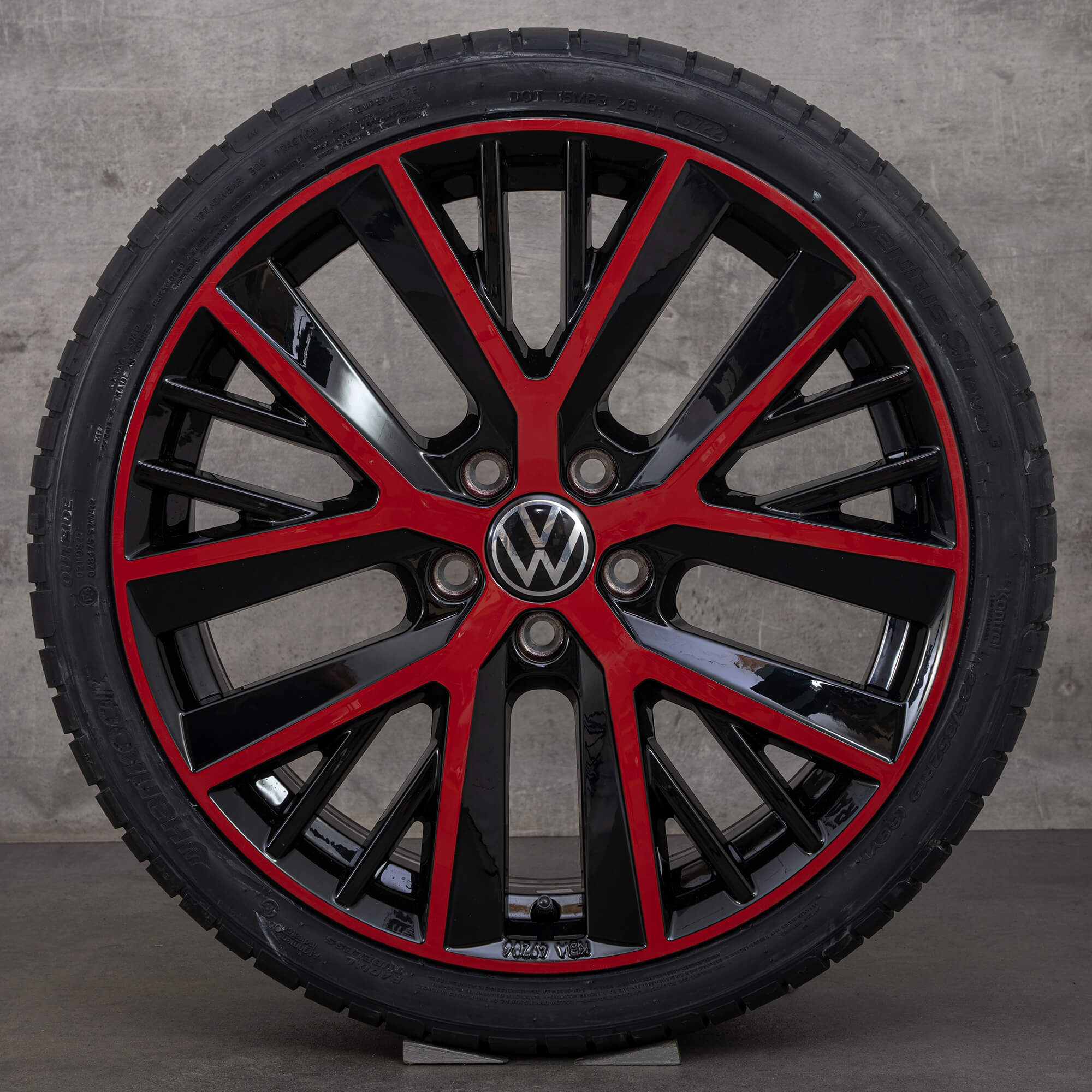 Jante VW 19 inch Golf 7 6 GTI GTD Anvelope de vară cu două spițe 5G0071499 NOU