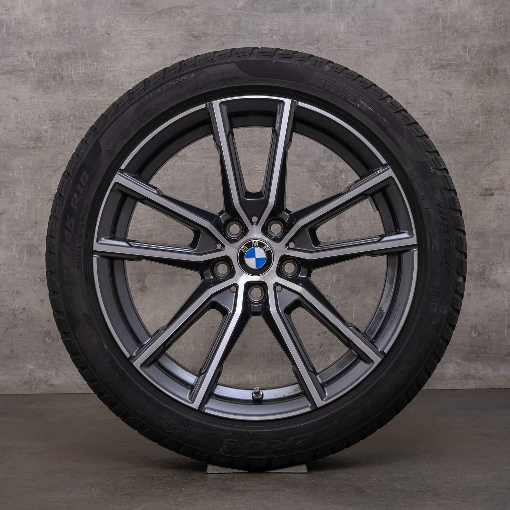 Jantes de inverno originais BMW série 2 3 4 jantes 18 polegadas G42 G20 G21 G22 G23 6883522 cinzento órbita polimento dianteiro