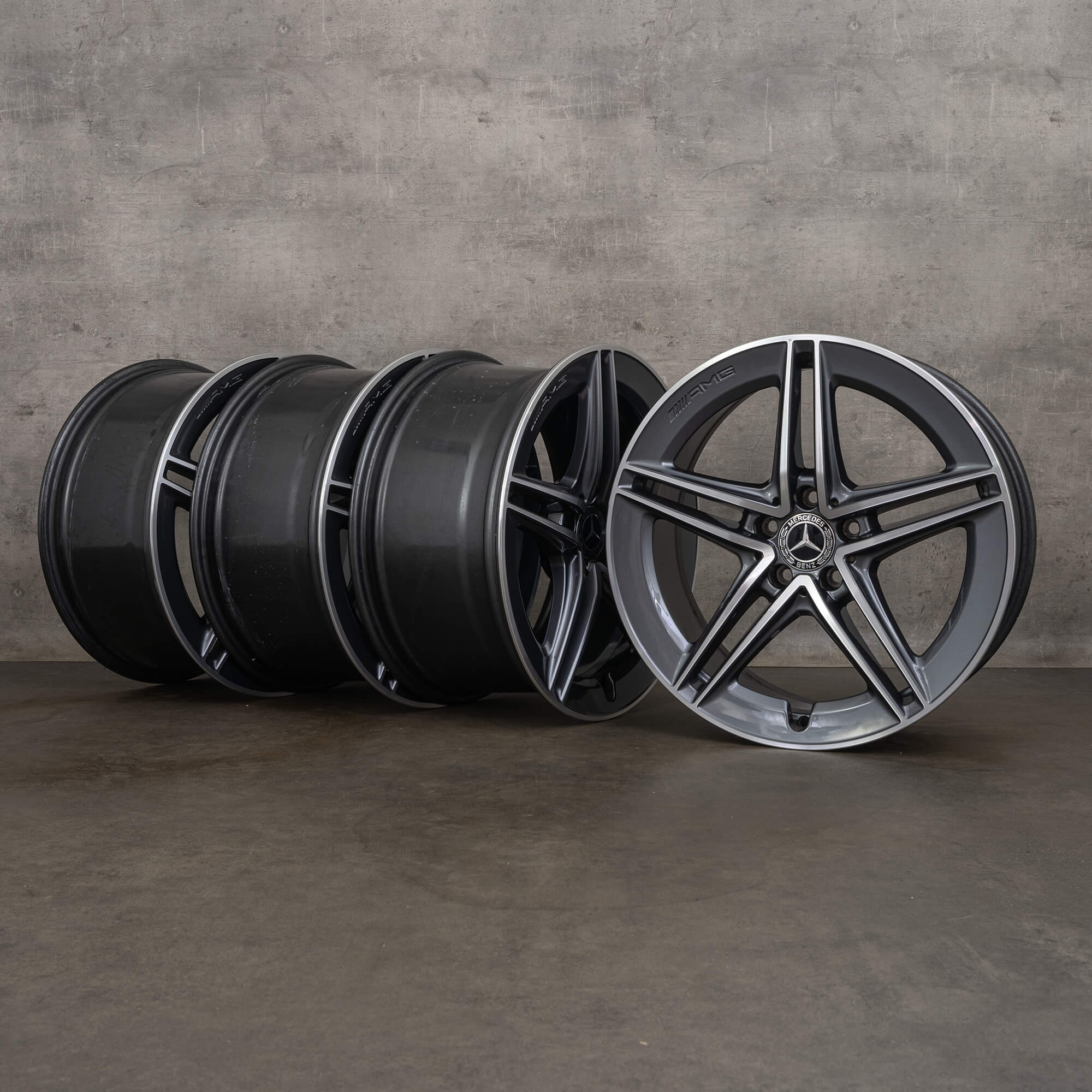 Original Mercedes Benz CLA AMG Felgen 19 Zoll 45 C118 X118 A1774012200 himalaya grey glanzgedreht