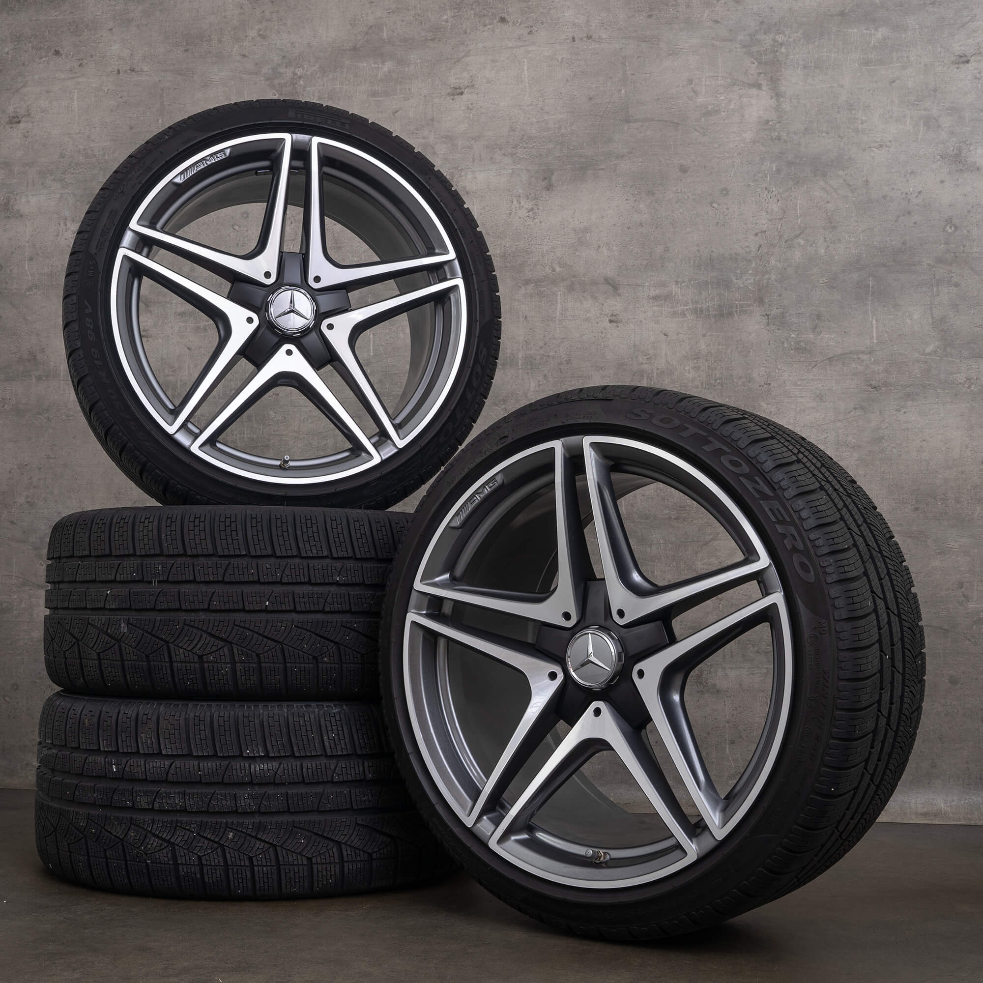 Originele Mercedes Benz C Klasse AMG velgen 19 inch C205 A205 C63 & S winterwielen A2054016200 A2054016300 Himalaya grijs glanzend