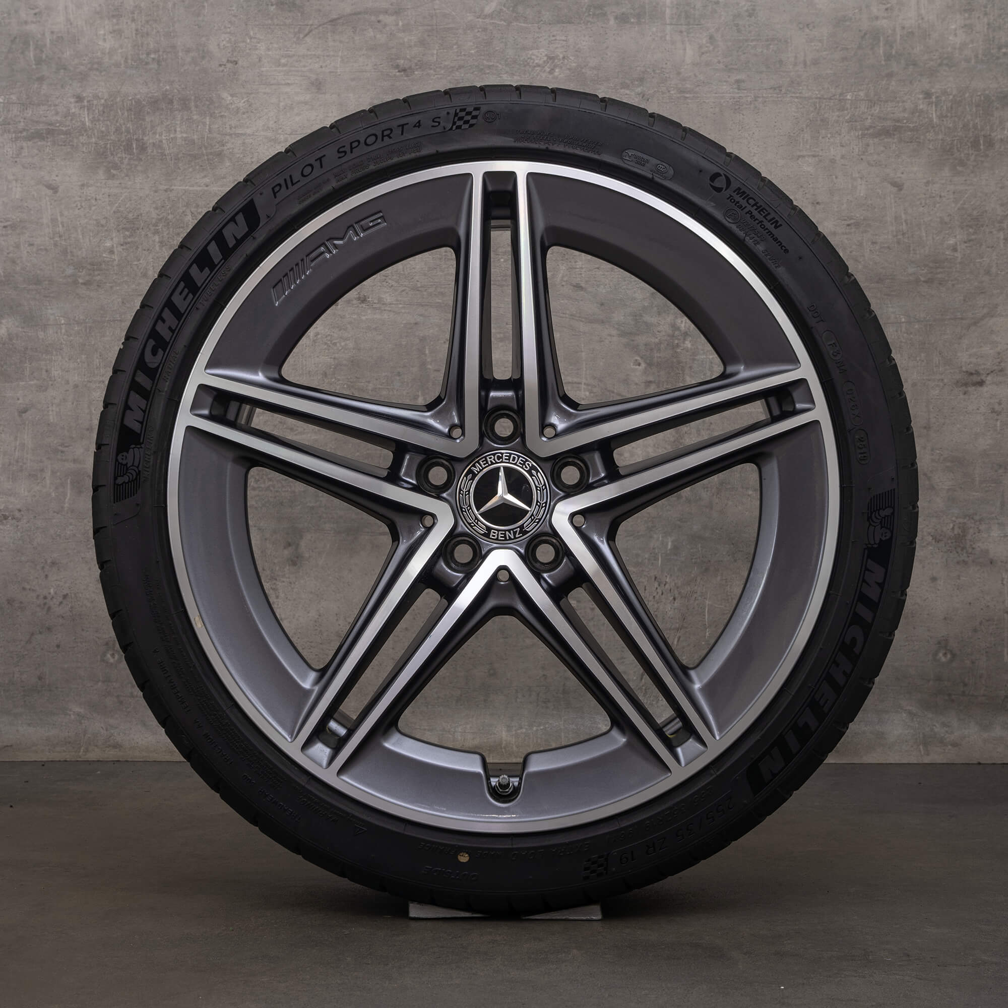 OEM Mercedes Benz CLA rims 19 inch AMG 45 C118 X118 summer wheels A1774012200 himalaya grey high-sheen