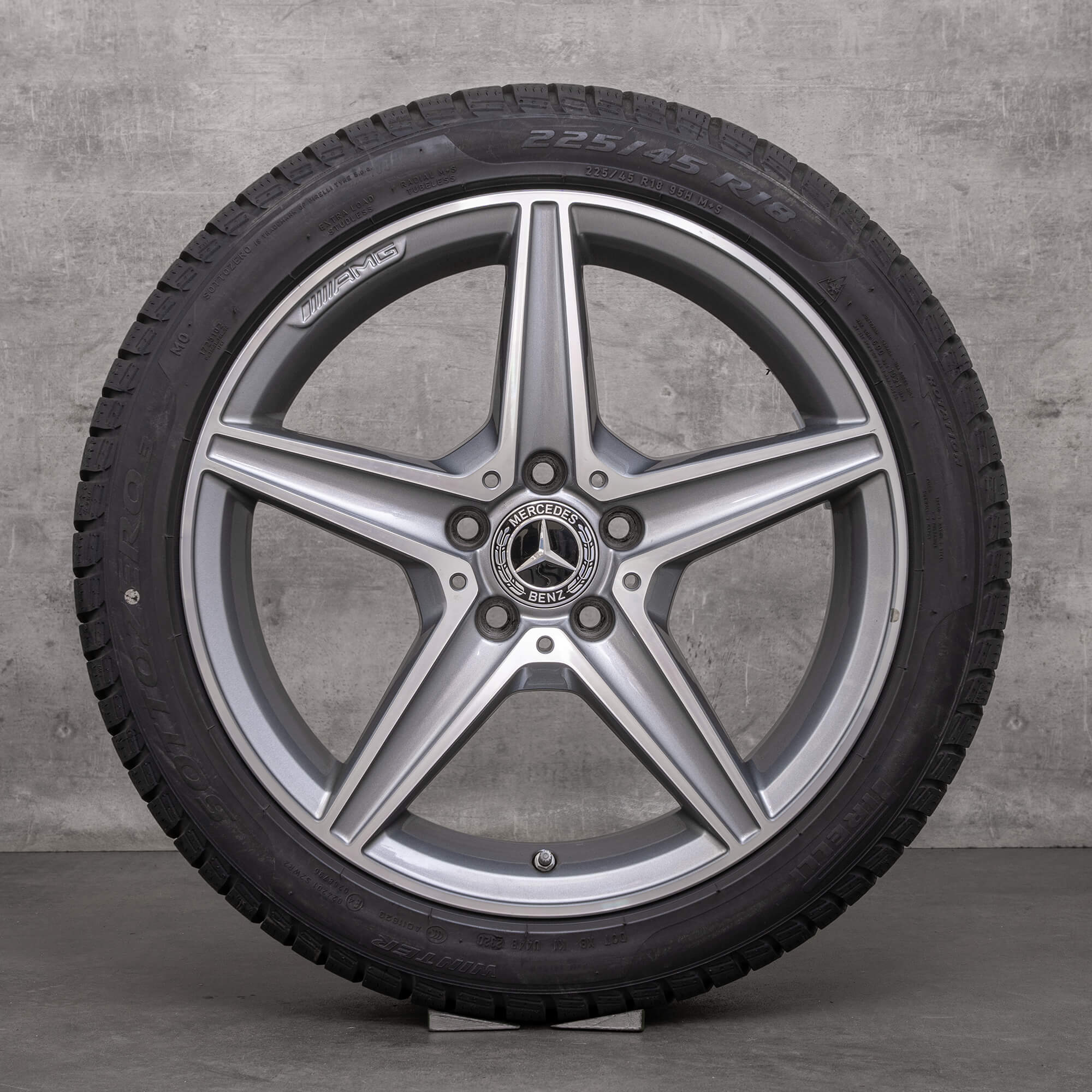 OEM Mercedes Benz C-Class AMG winter wheels 18 inch W205 S205 C205 A205 rims A2054011100 himalaya gray glossy turned