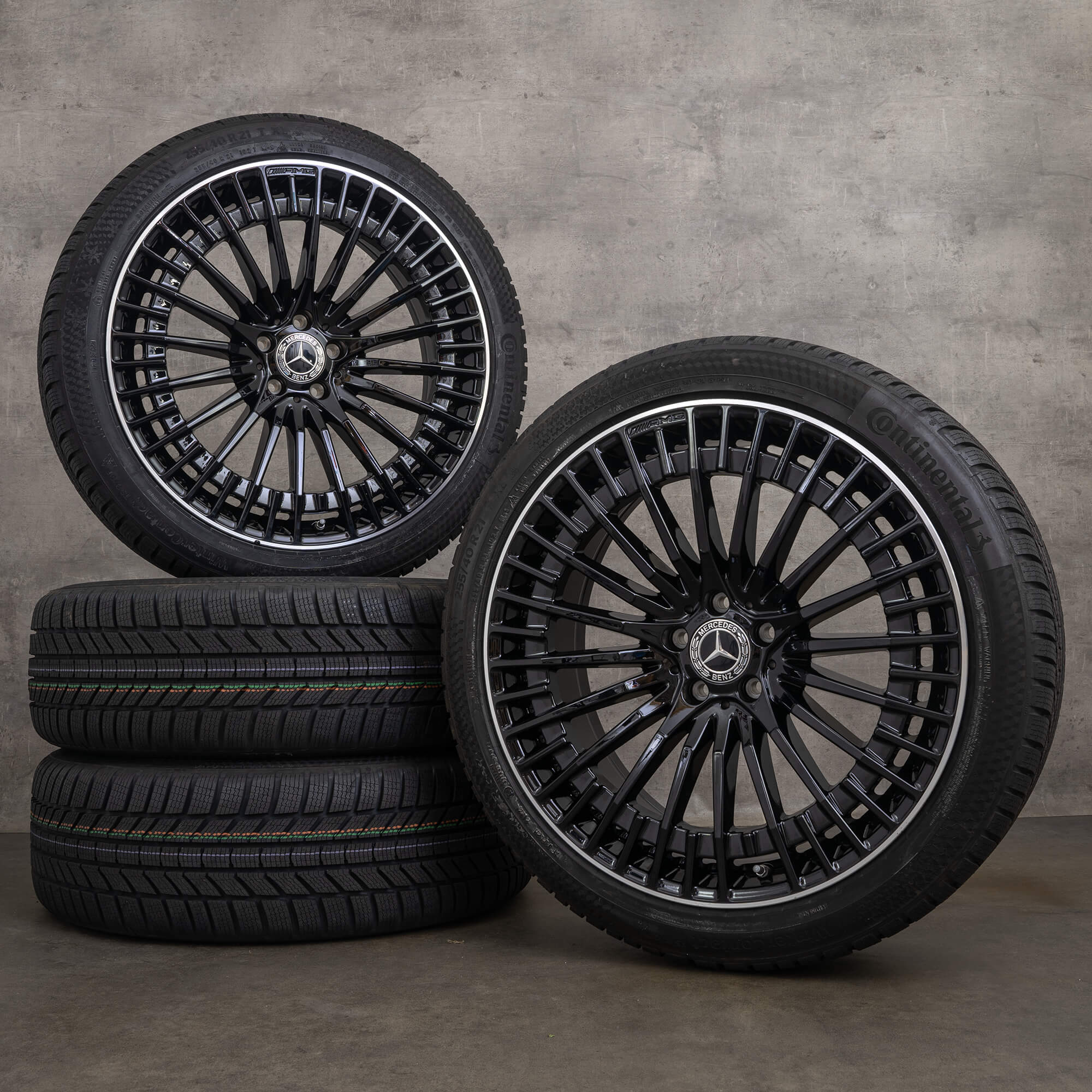 OEM AMG Mercedes EQC N293 21 inch winter tires rims A2934011000 A2934011100 black high gloss NEW