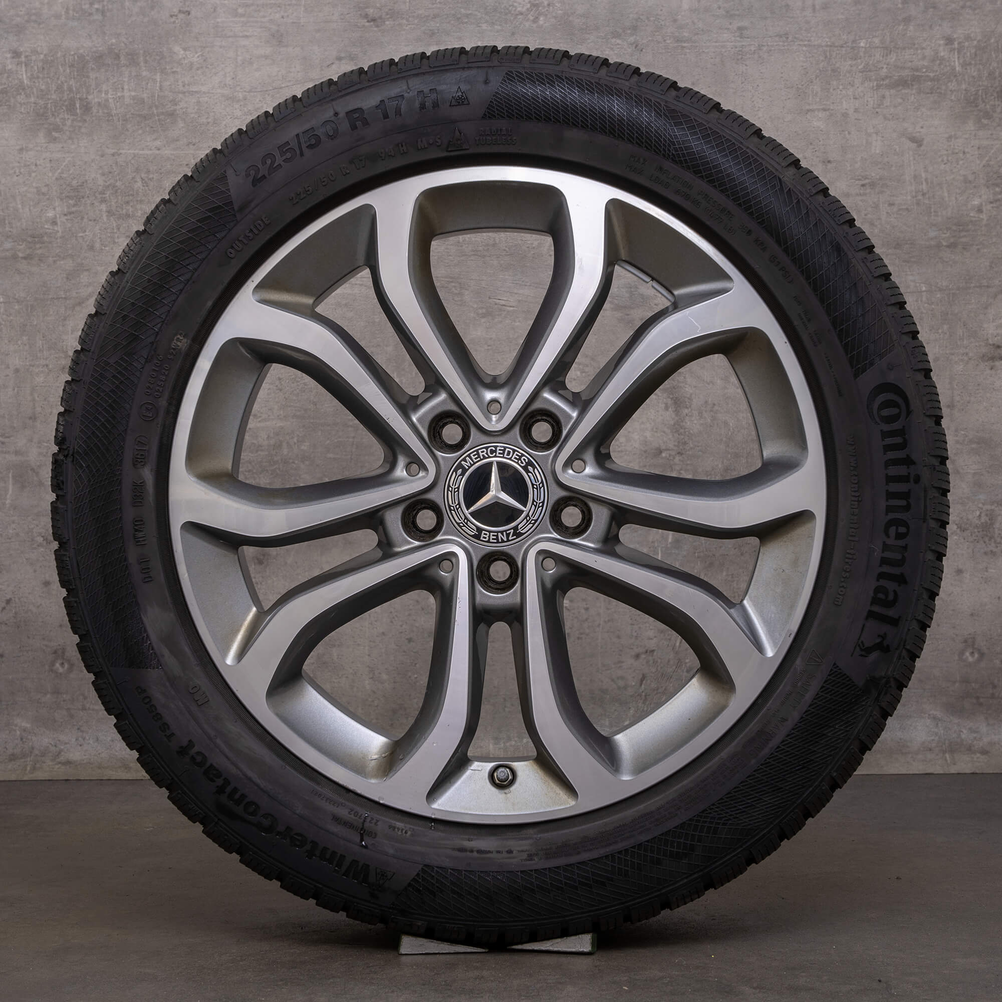 Originele Mercedes Benz C-klasse winterwielen 17 inch W205 C205 S205 A205 velgen A2054010200 himalayagrijs glanzend gedraaid