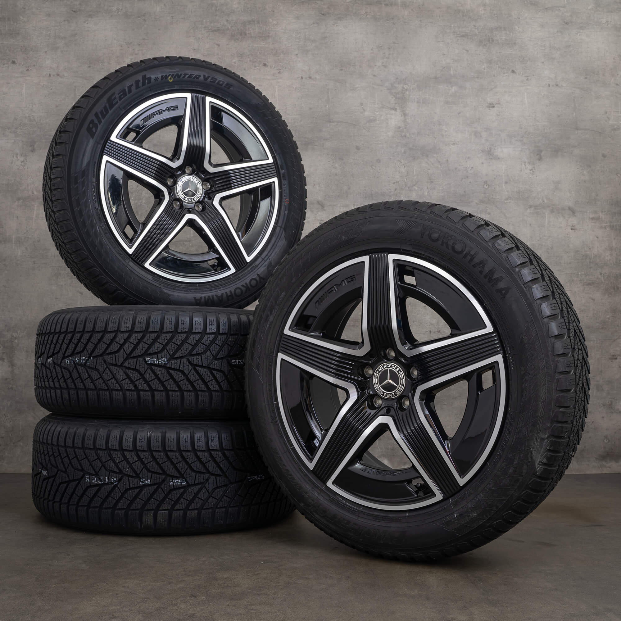 Jantes originais Mercedes Benz GLC C254 pneus de inverno 19 polegadas jantes alumínio rodas A2544010400 A2544010500 preto alto brilho