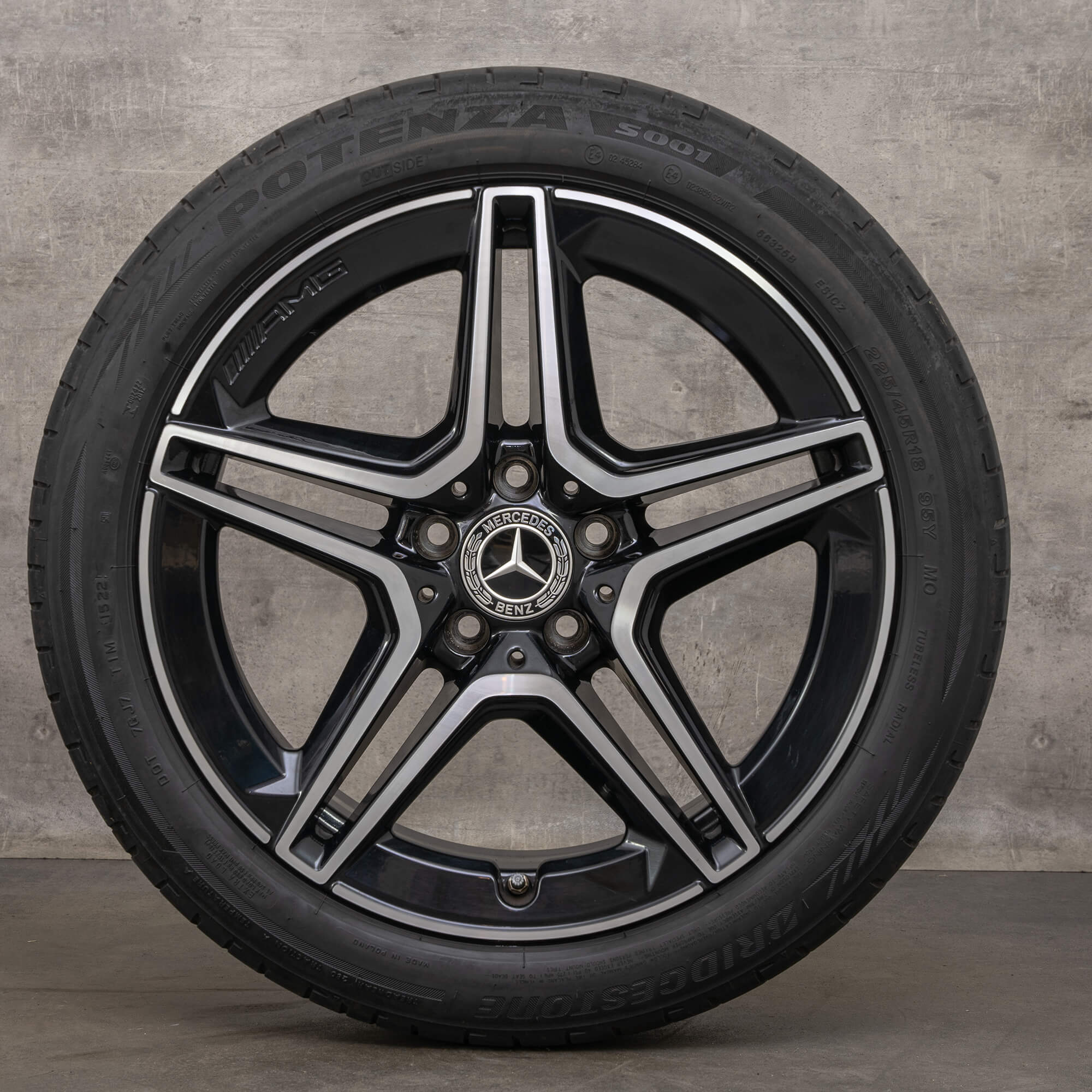 Originele Mercedes Benz C-klasse AMG 18 inch W205 S205 C205 A205 velgen A2054019500 A2054019600 zwart gepolijst