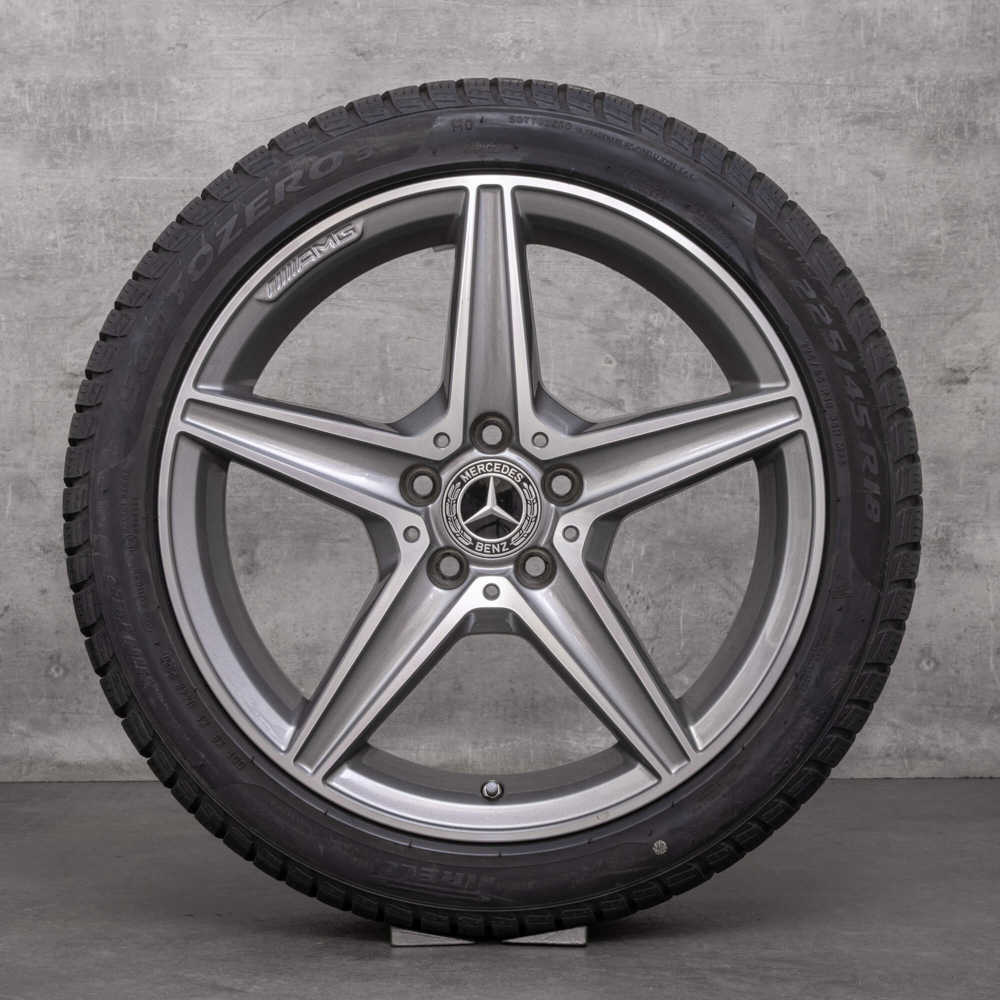 OEM Mercedes Benz C-Class AMG winter wheels 18 inch W205 S205 C205 A205 rims A2054011100 himalaya gray glossy turned