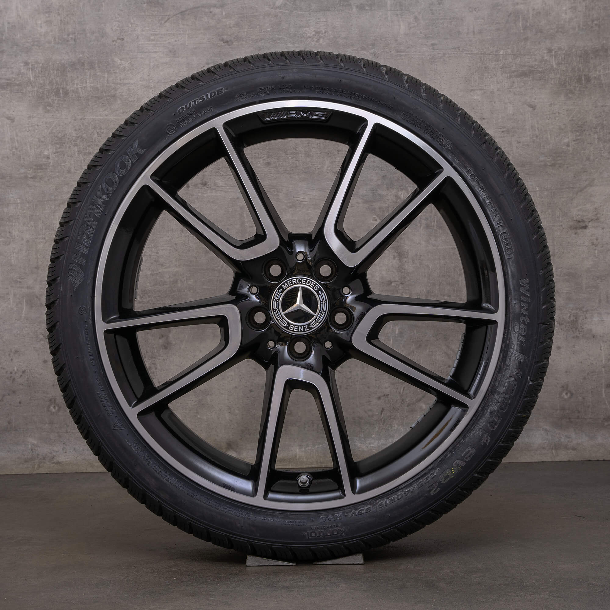 Genuine AMG Mercedes Benz C-Class C43 anvelope de iarnă 19 inch W205 S205 C205 A205 jante A2054014900 A2054016500 negru lucios întors