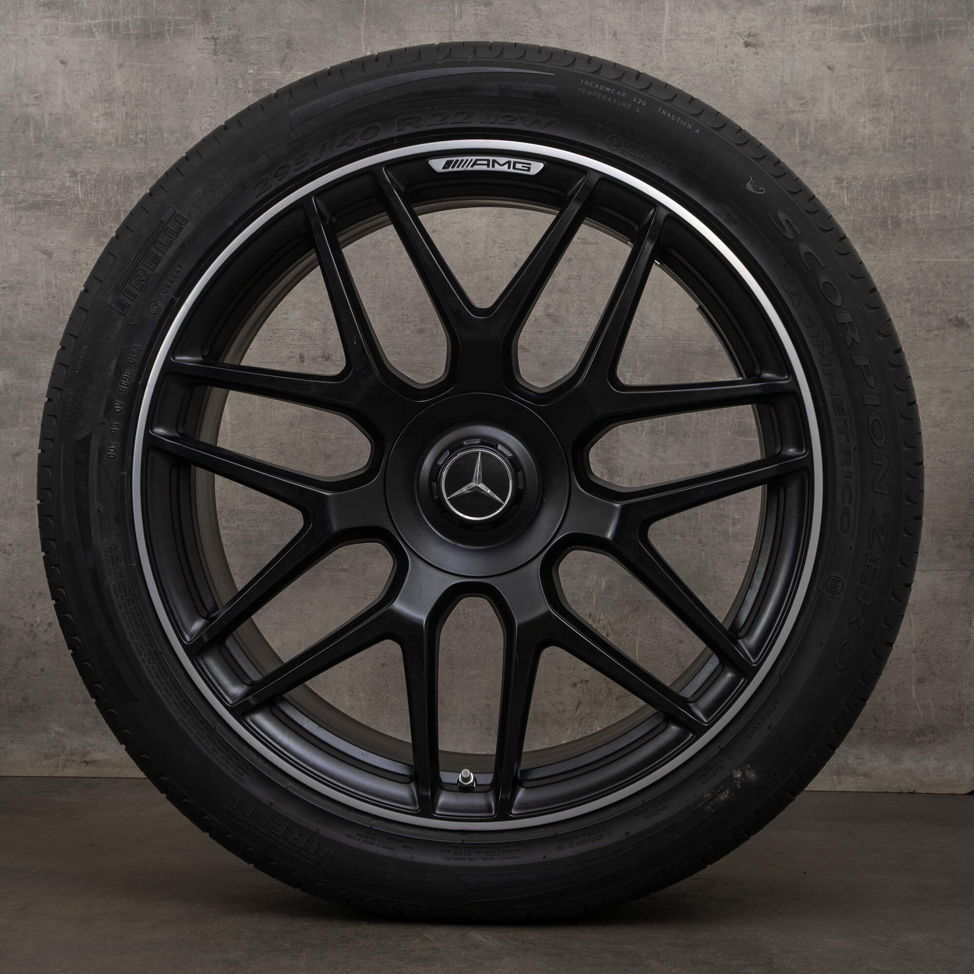 OEM Mercedes Benz G-Class AMG rims 22 inch W463A G63 summer wheels A4634012000 black edge polished