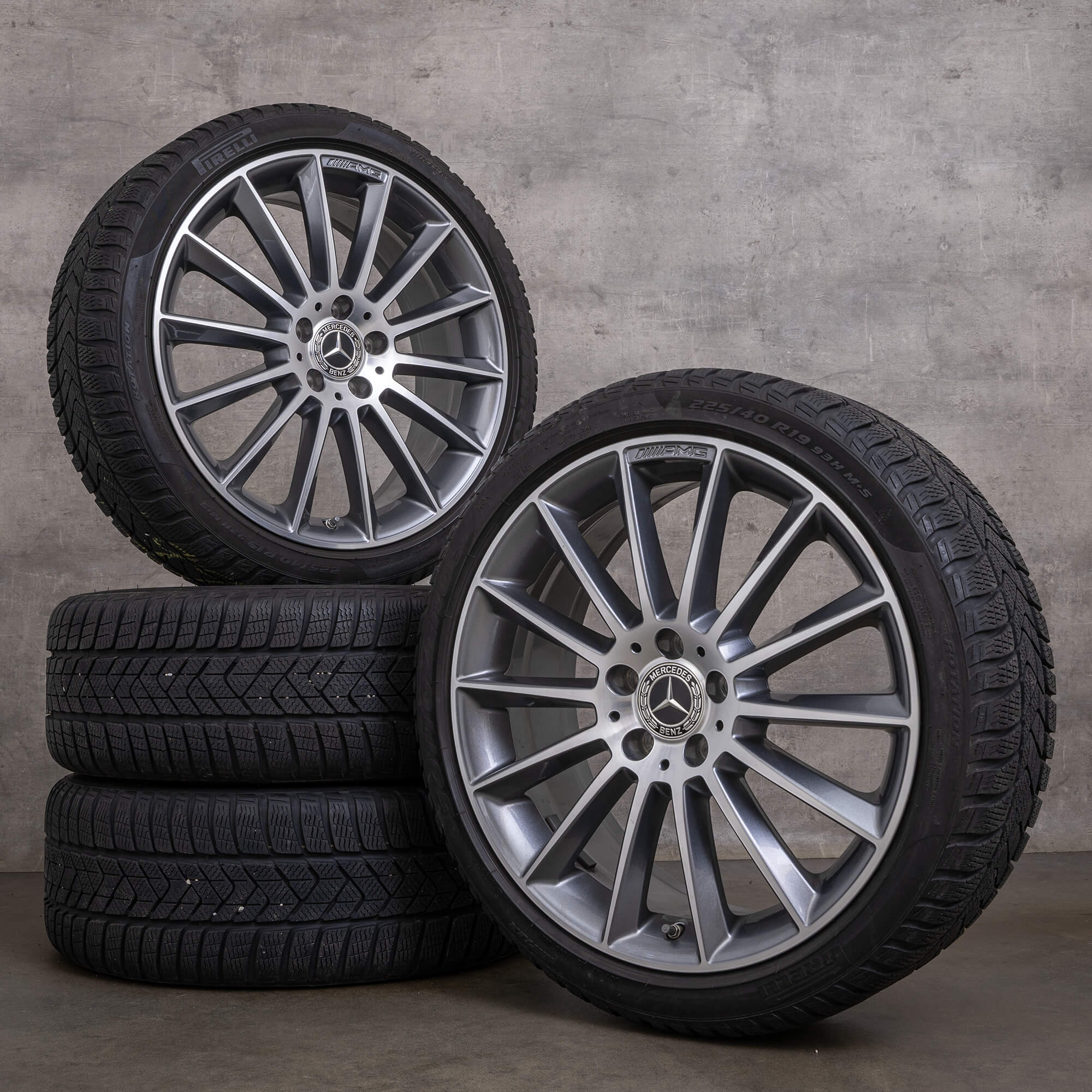 Originele Mercedes A B-klasse CLA winterwielen 19 inch W177 V177 W247 C118 X118 velgen A1774011600 himalayagrijs glanzend gedraaid