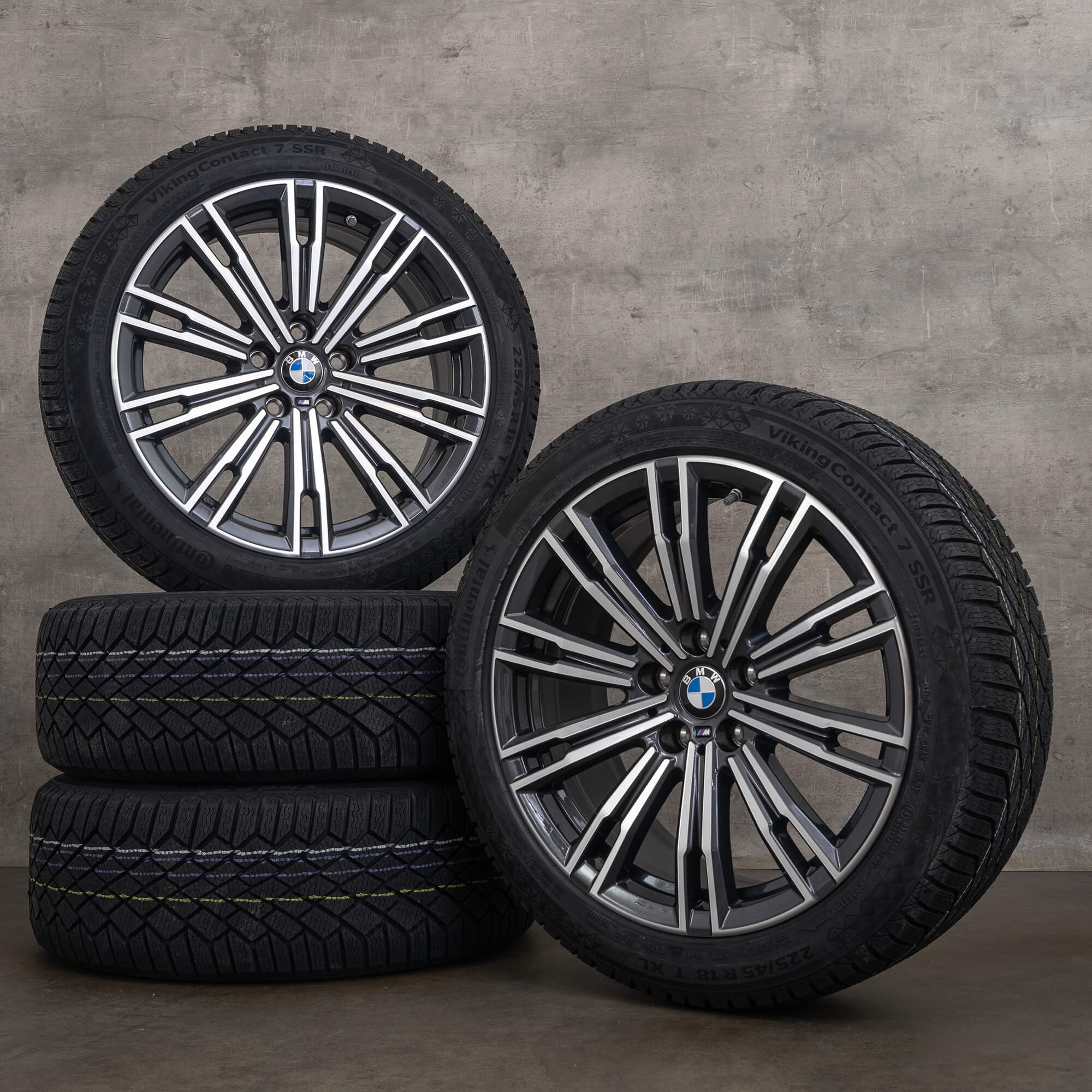 Originele BMW 2 Serie 3 4 winterwielen 18 inch G42 G20 G21 G22 G23 velgen styling 790 M 8089890 orbitgrijs front polish NIEUW