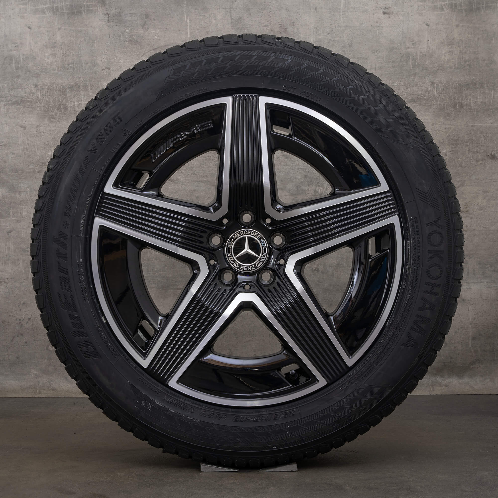 OEM Mercedes Benz GLC C254 rims 19 inch winter tires aluminum wheels A2544010400 A2544010500 black high-gloss