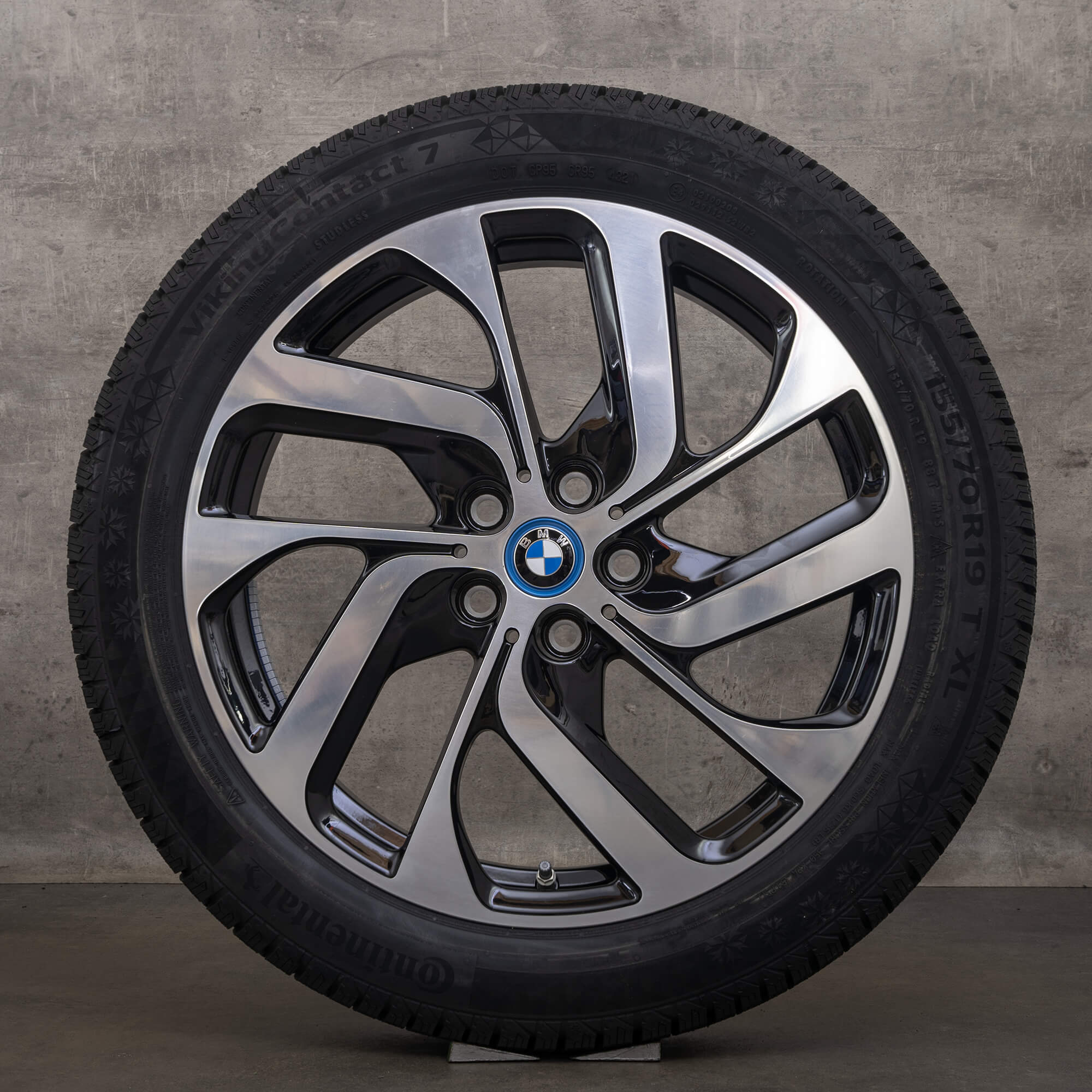 Cerchioni originali BMW i3 19 pollici I01 invernali 6856894 Styling 428 design a turbina nero intenso lucidato NUOVO