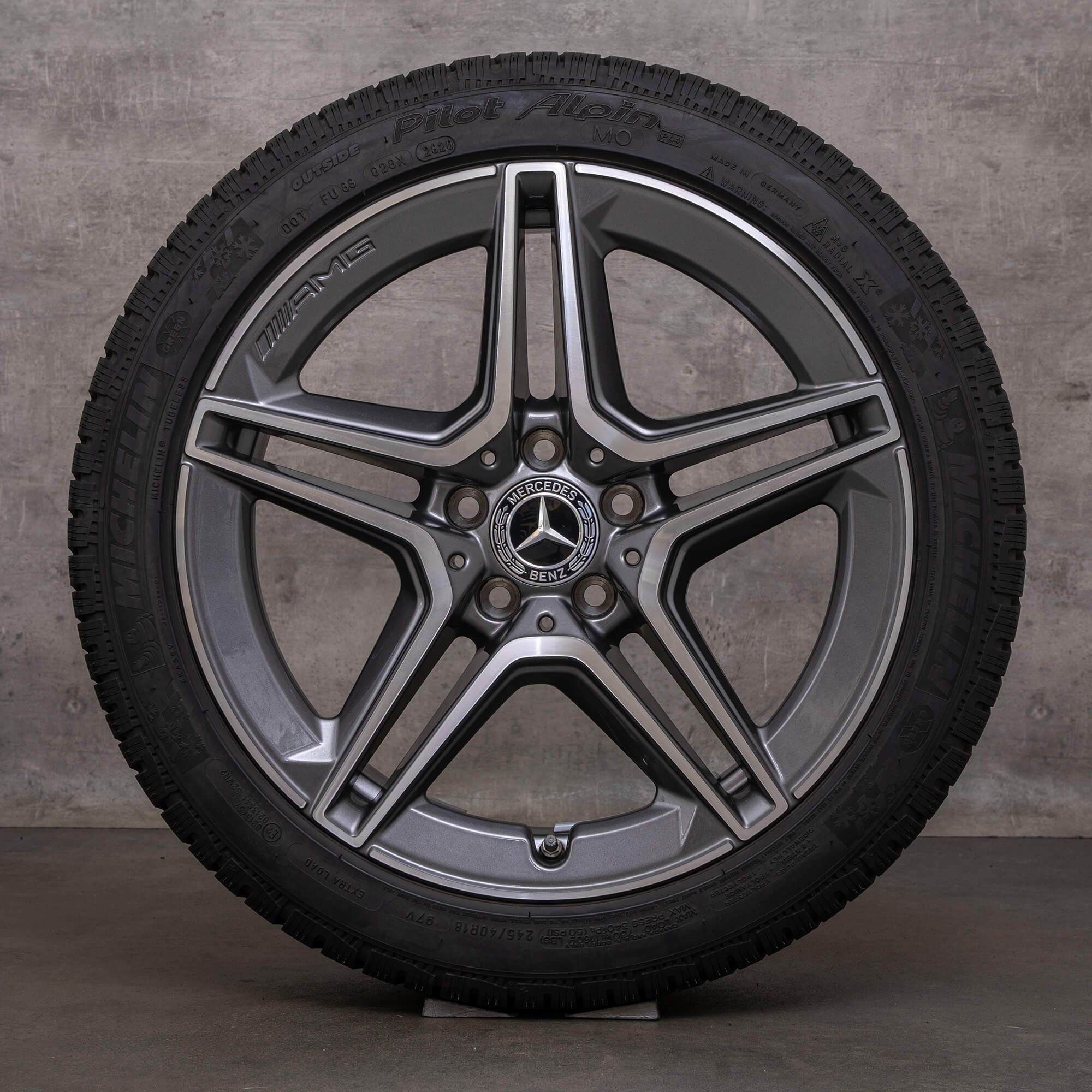 Originele Mercedes Benz C-klasse AMG wintervelgen 18 inch W205 S205 C205 A205 velgen A2054019500 A2054019600 himalayagrijs glanzend gedraaid