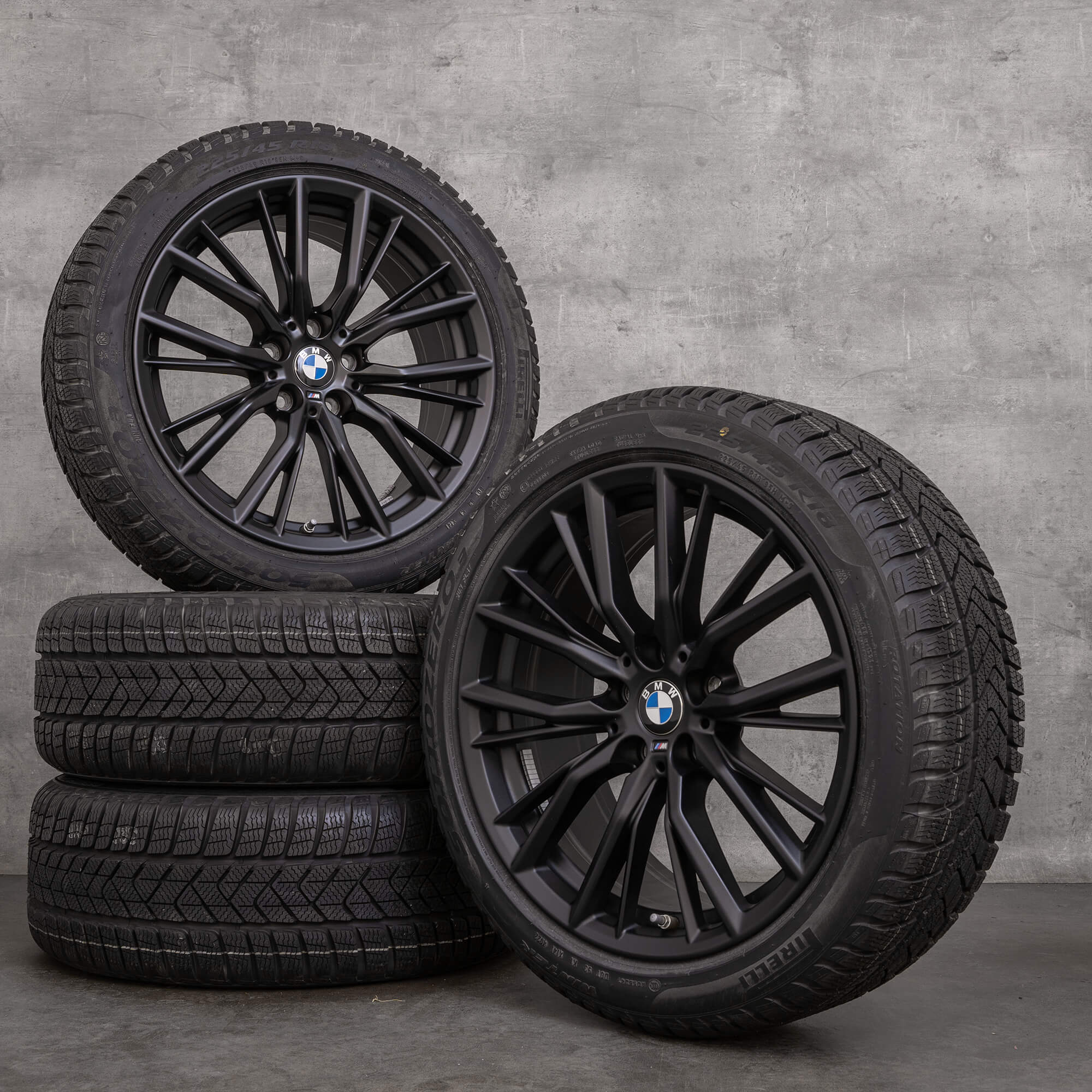 Original BMW Serie 2 3 4 llantas completas de invierno 18 pulgadas G42 G20 G21 G22 G23 styling 796 M 6885305 6885306 negro mate