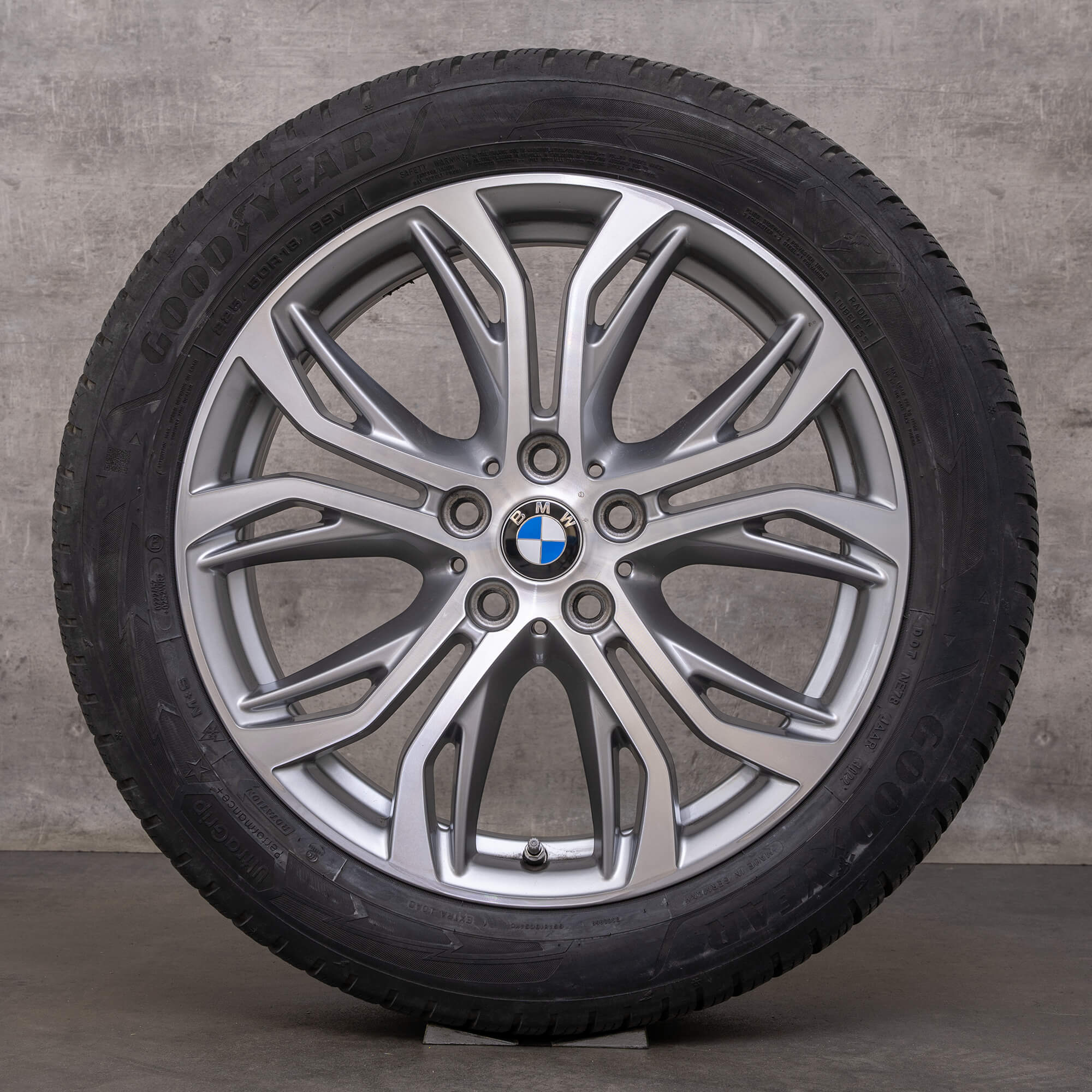 Original BMW X1 X2 Winterräder 18 Zoll F48 F39 Felgen Styling 566 6856067 ferricgrey glanzgedreht