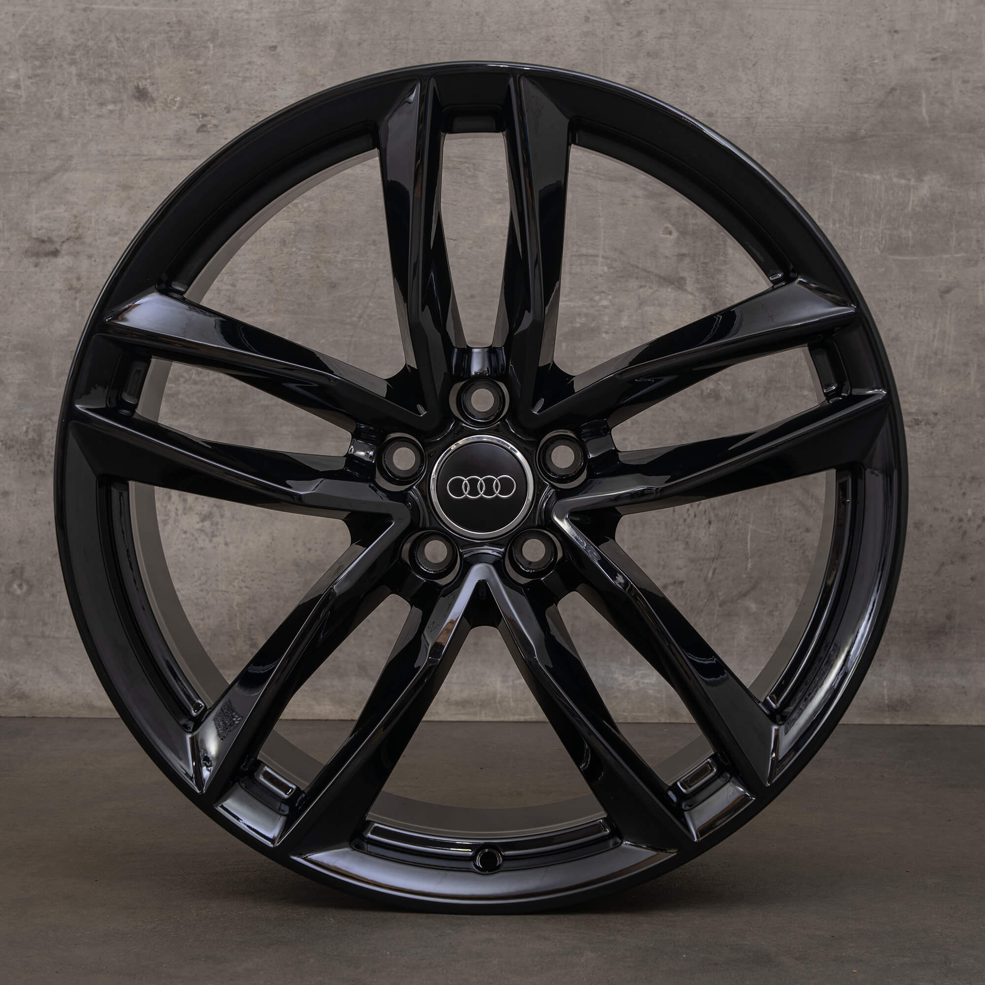 OEM Audi A5 S5 rims 20 inch B8 8T 8F 8T0601025DG Quattro black gloss aluminum