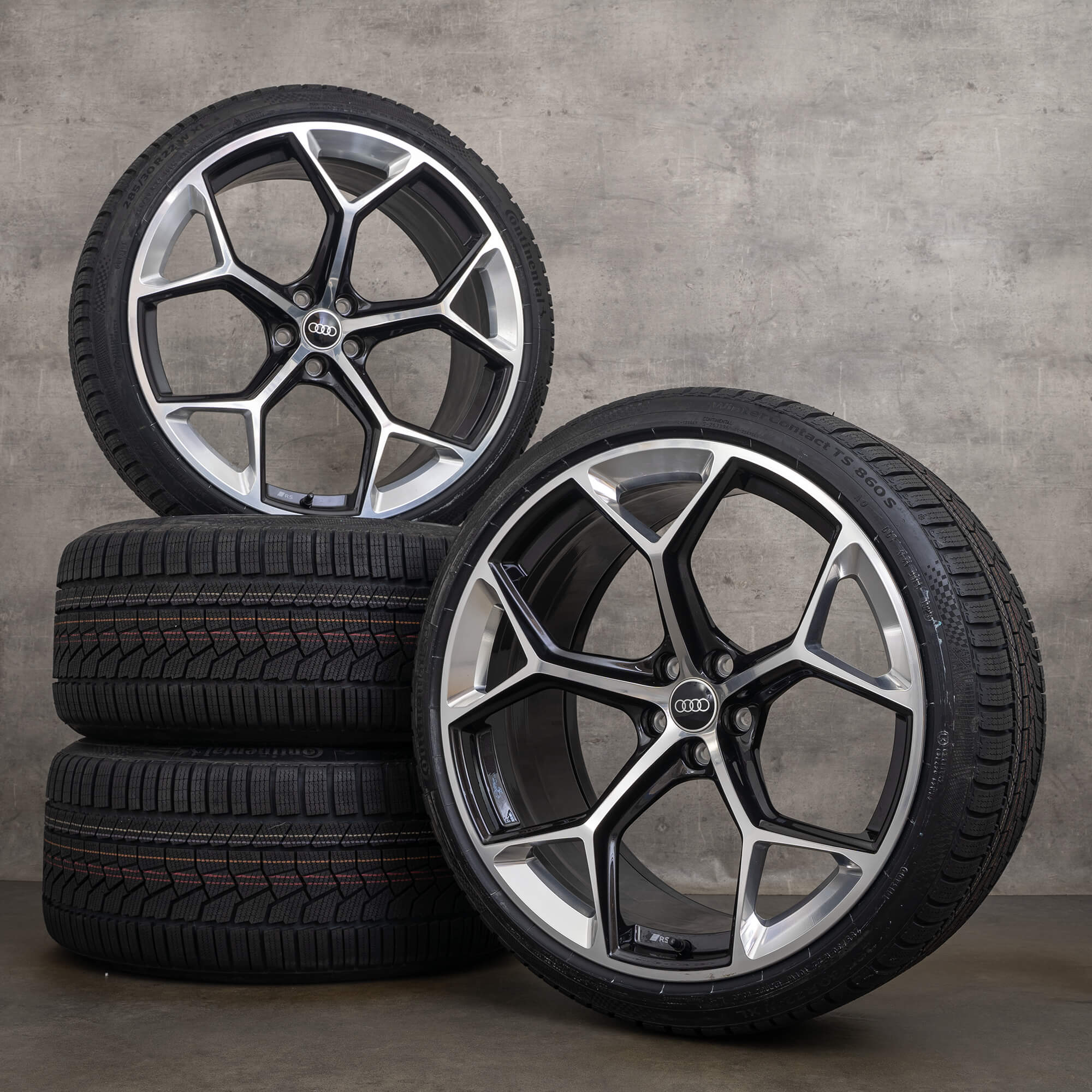 OEM Audi RS6 RS7 4K C8 22 inch rims winter tires 4K0601025BM honeycomb design black high-gloss NEW
