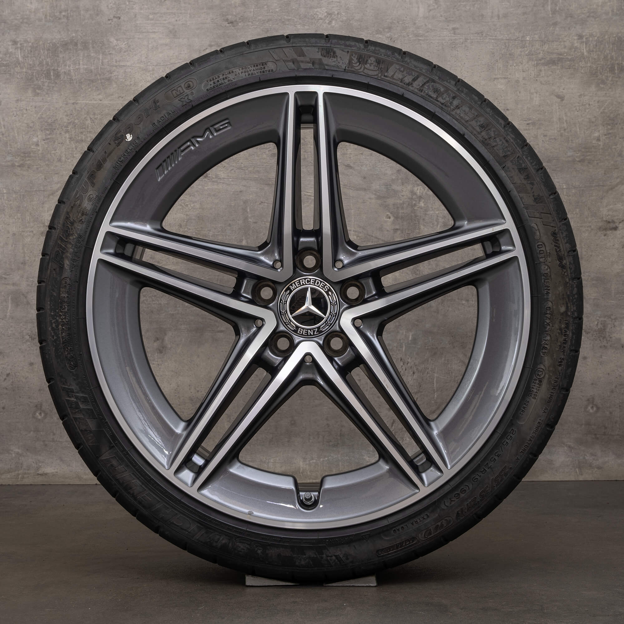 OEM AMG Mercedes Benz C-Class rims 19 inch C63 S C205 A205 summer wheels A2054012001 A2054012101 himalaya grey high-sheen