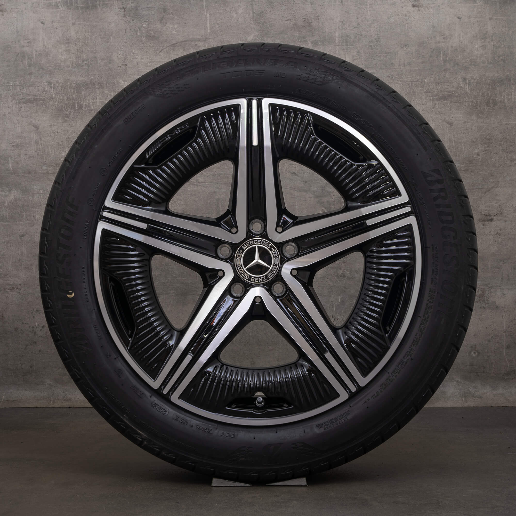 Originele Mercedes Benz EQE AMG velgen 19 inch V295 zomervelgen A2954012200 zwart hoogglans