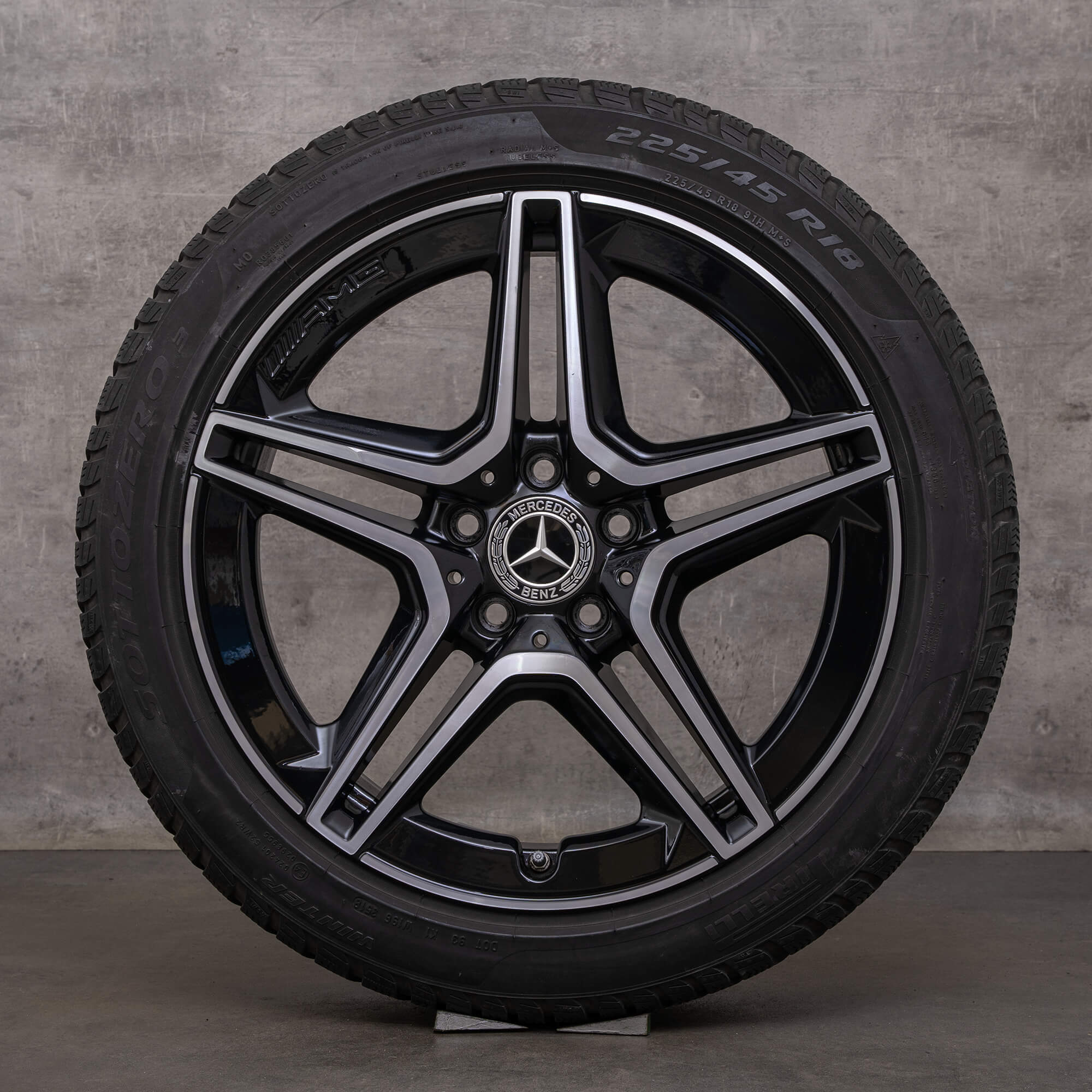 Originele Mercedes Benz A B-klasse CLA AMG winterwielen 18 inch W177 V177 W247 X118 C118 velgen A1774011500 zwart glanzend gedraaid