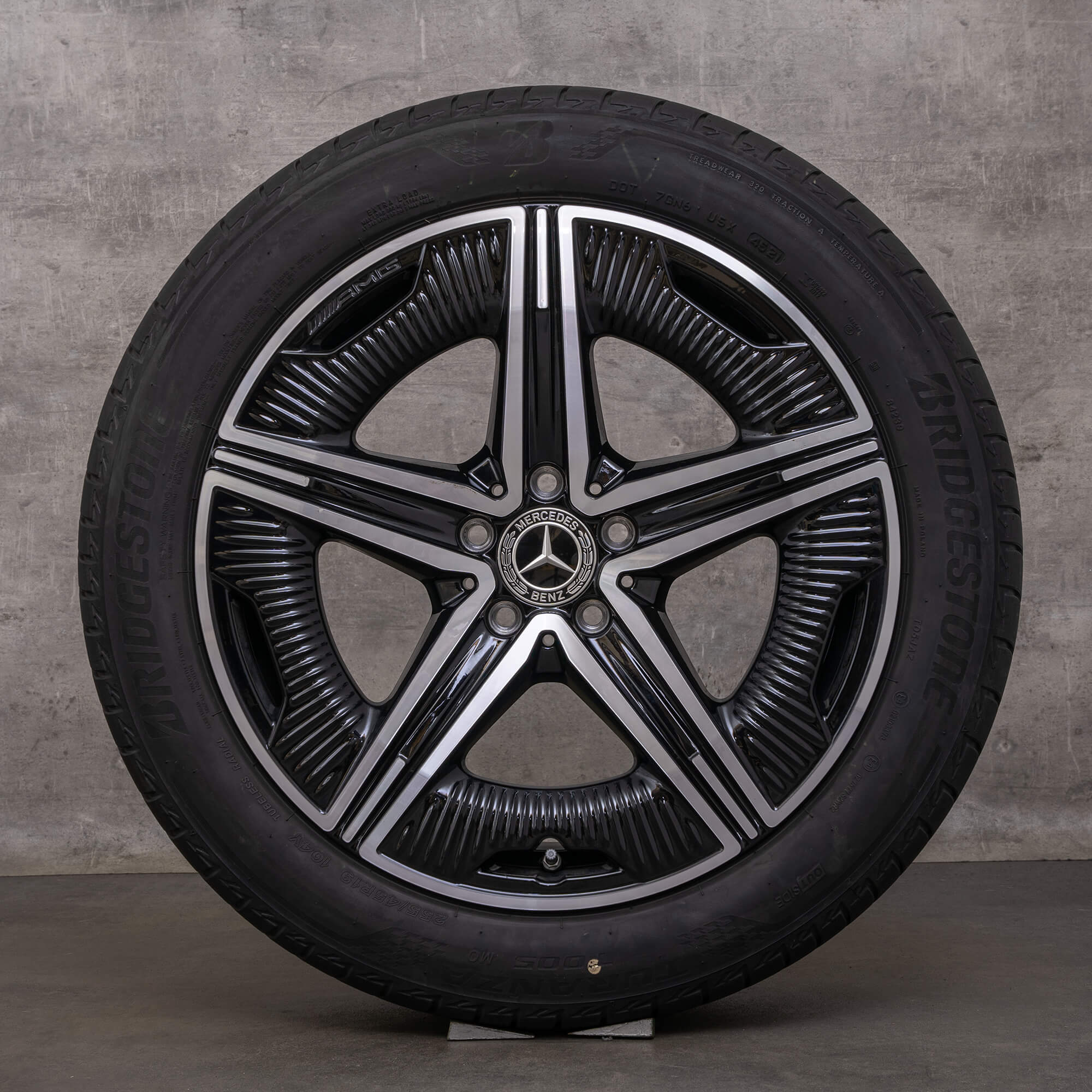 Originele Mercedes Benz EQE AMG velgen 19 inch V295 zomerwielen A2954012200 zwart glanzend gedraaid